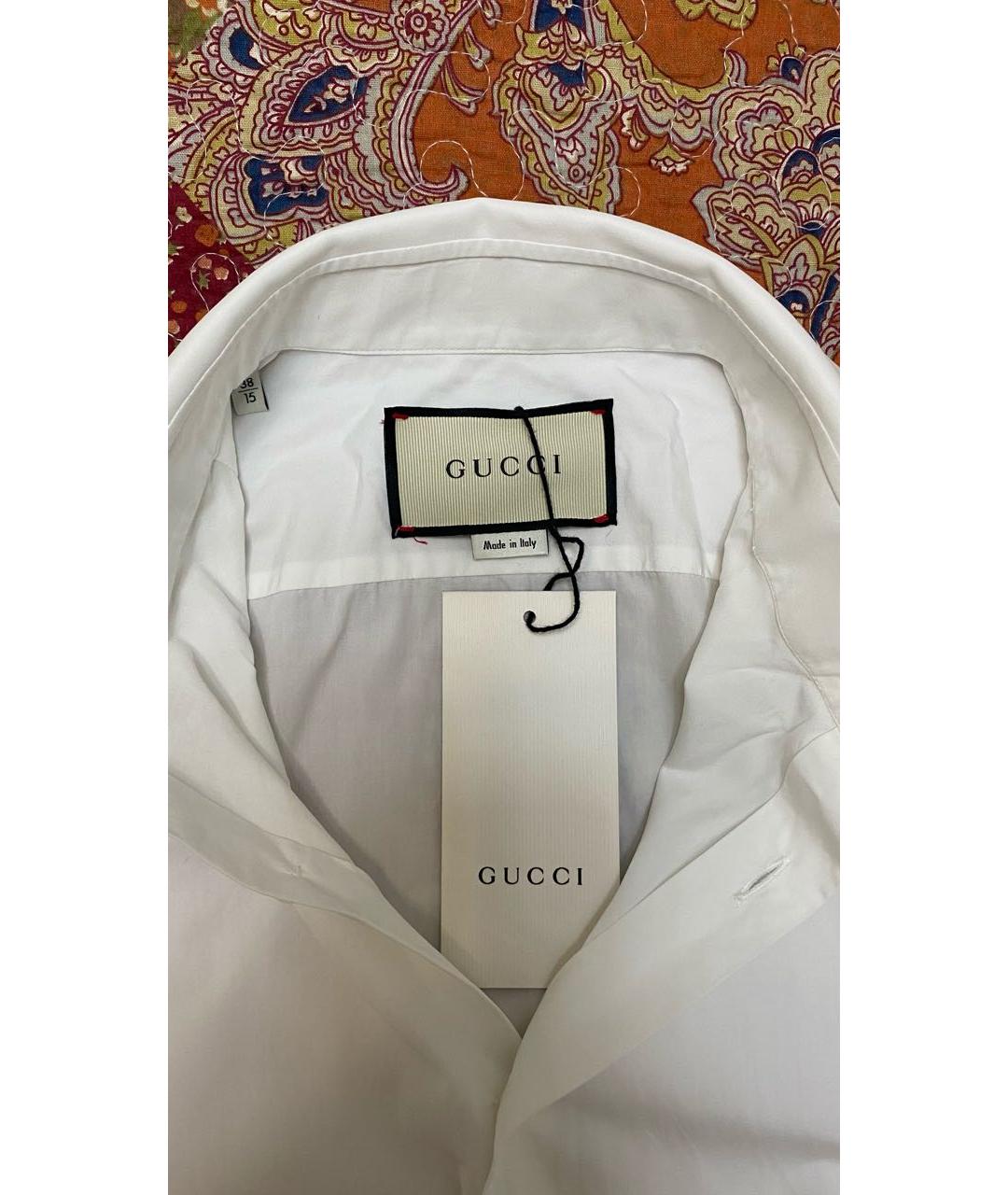 GUCCI Белая хлопковая классическая рубашка, фото 4