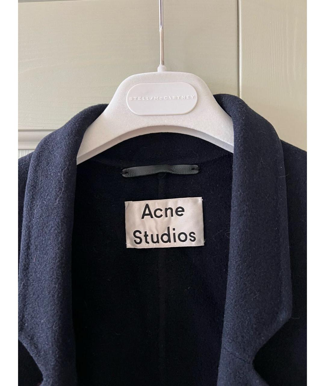 ACNE STUDIOS Темно-синее шерстяное пальто, фото 4