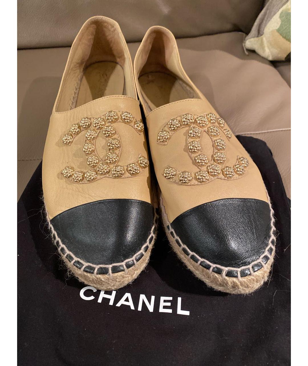 CHANEL PRE-OWNED Бежевые кожаные эспадрильи, фото 2