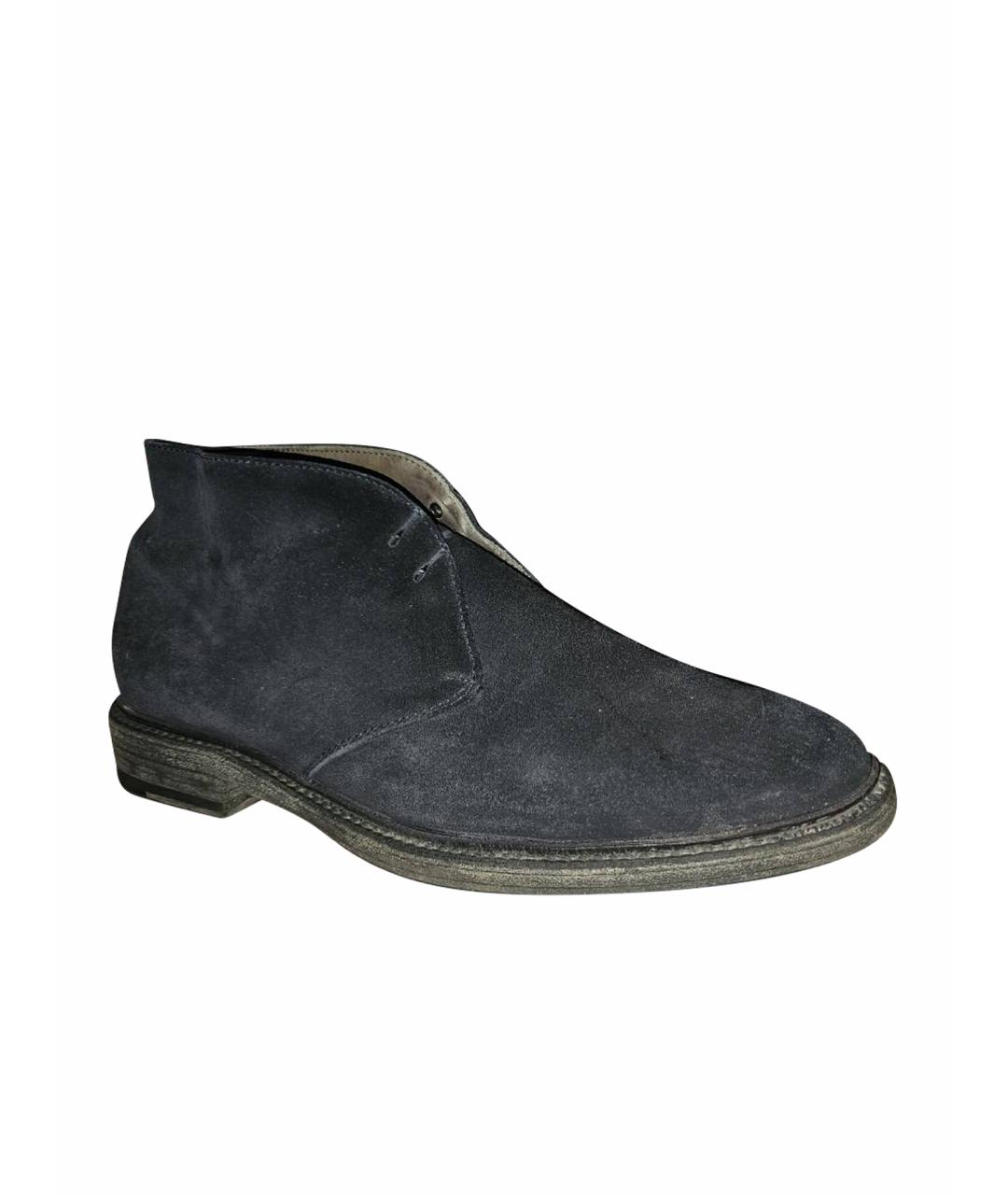 LUIGI BORRELLI Темно-синие замшевые низкие ботинки, фото 1