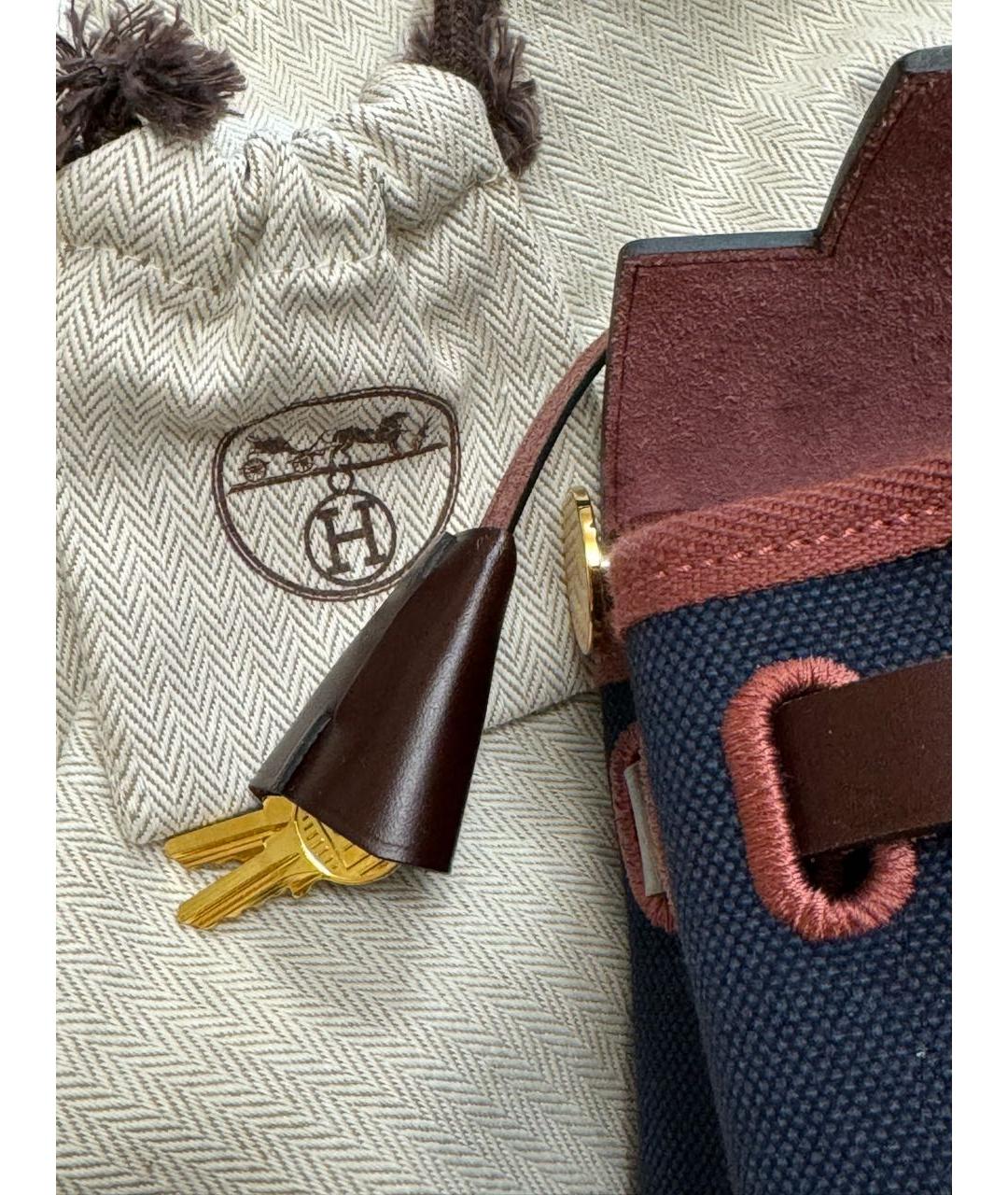HERMES PRE-OWNED Темно-синяя деним сумка с короткими ручками, фото 4