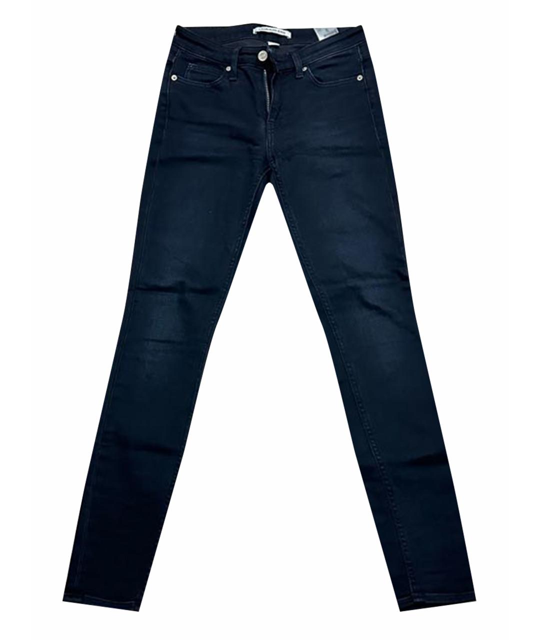 CALVIN KLEIN Темно-синие хлопко-эластановые джинсы слим, фото 1