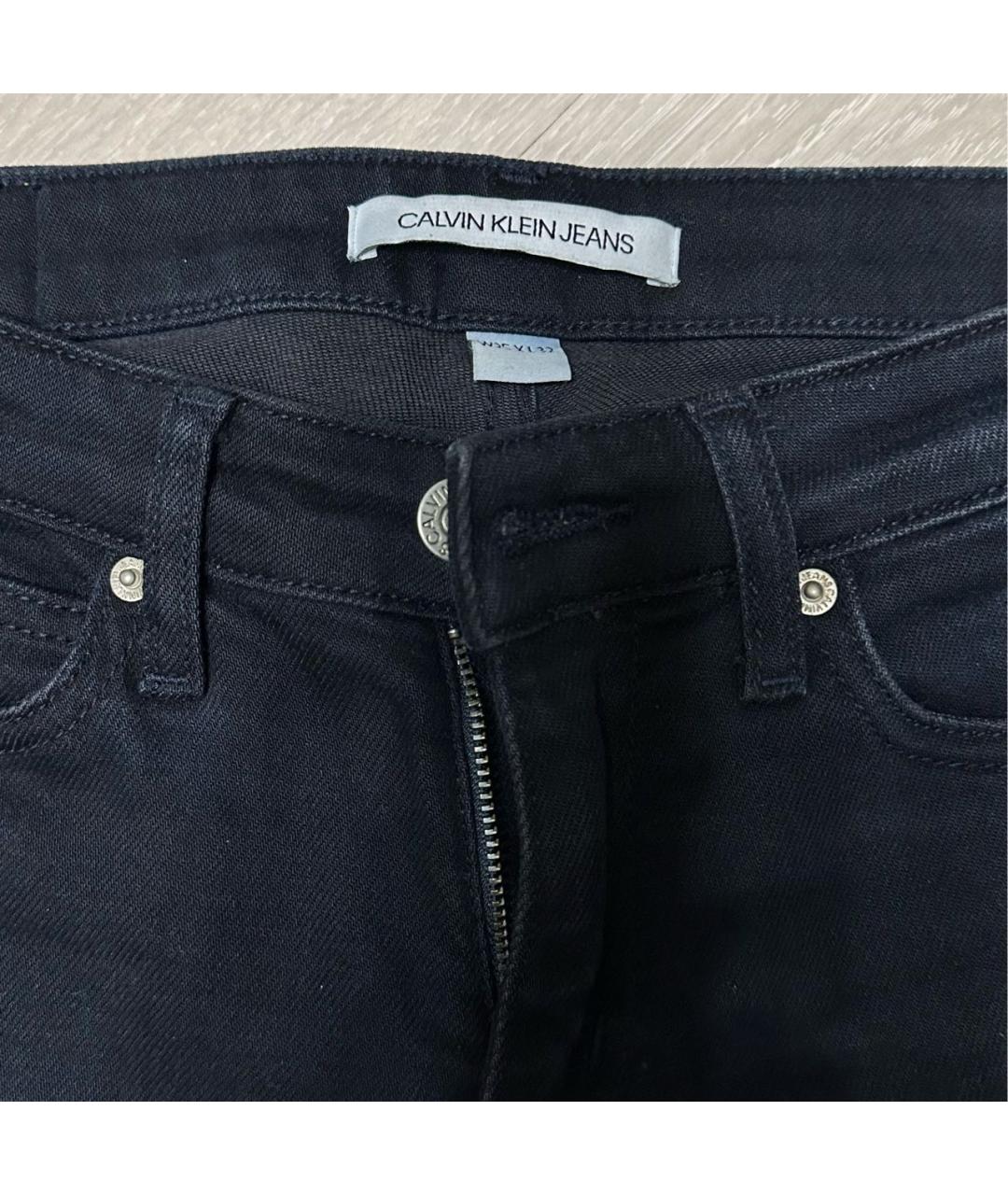 CALVIN KLEIN Темно-синие хлопко-эластановые джинсы слим, фото 3