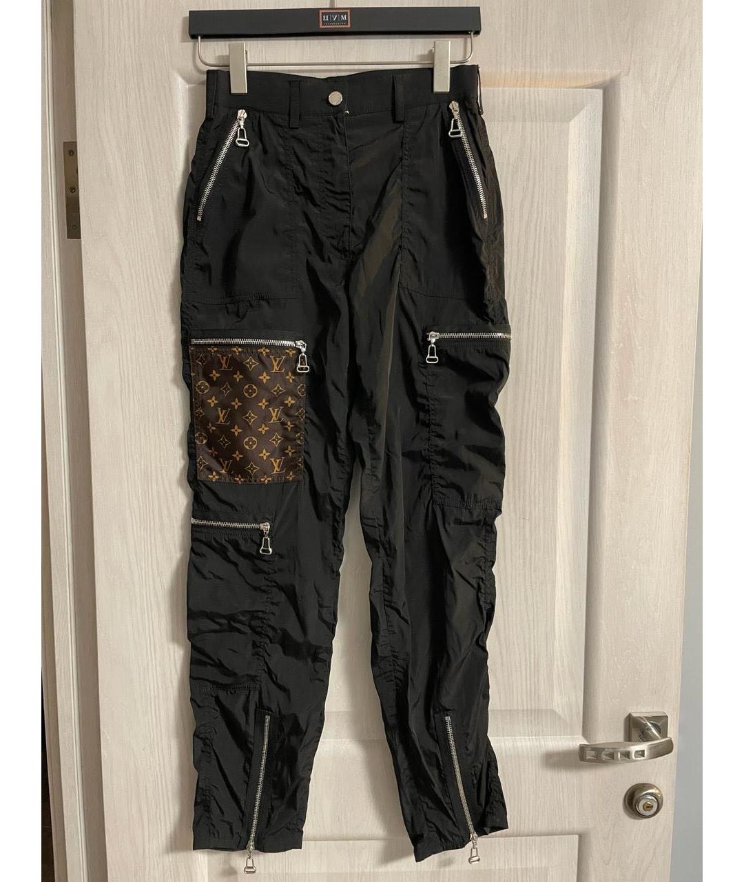 LOUIS VUITTON PRE-OWNED Черные полиуретановые прямые брюки, фото 6