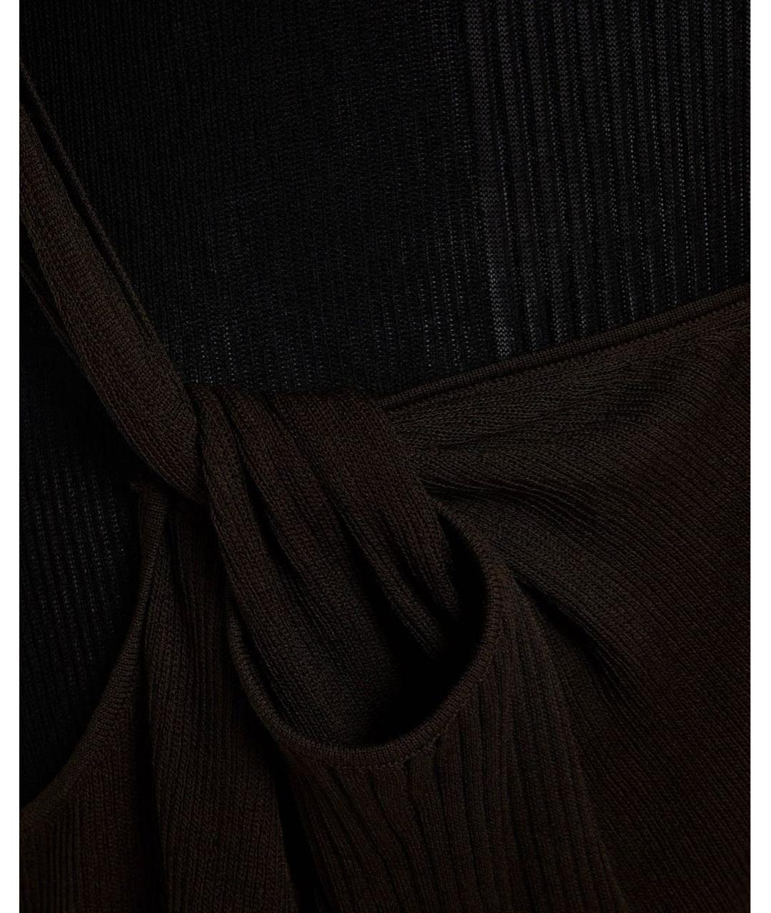 BOTTEGA VENETA Черное хлопковое вечернее платье, фото 4