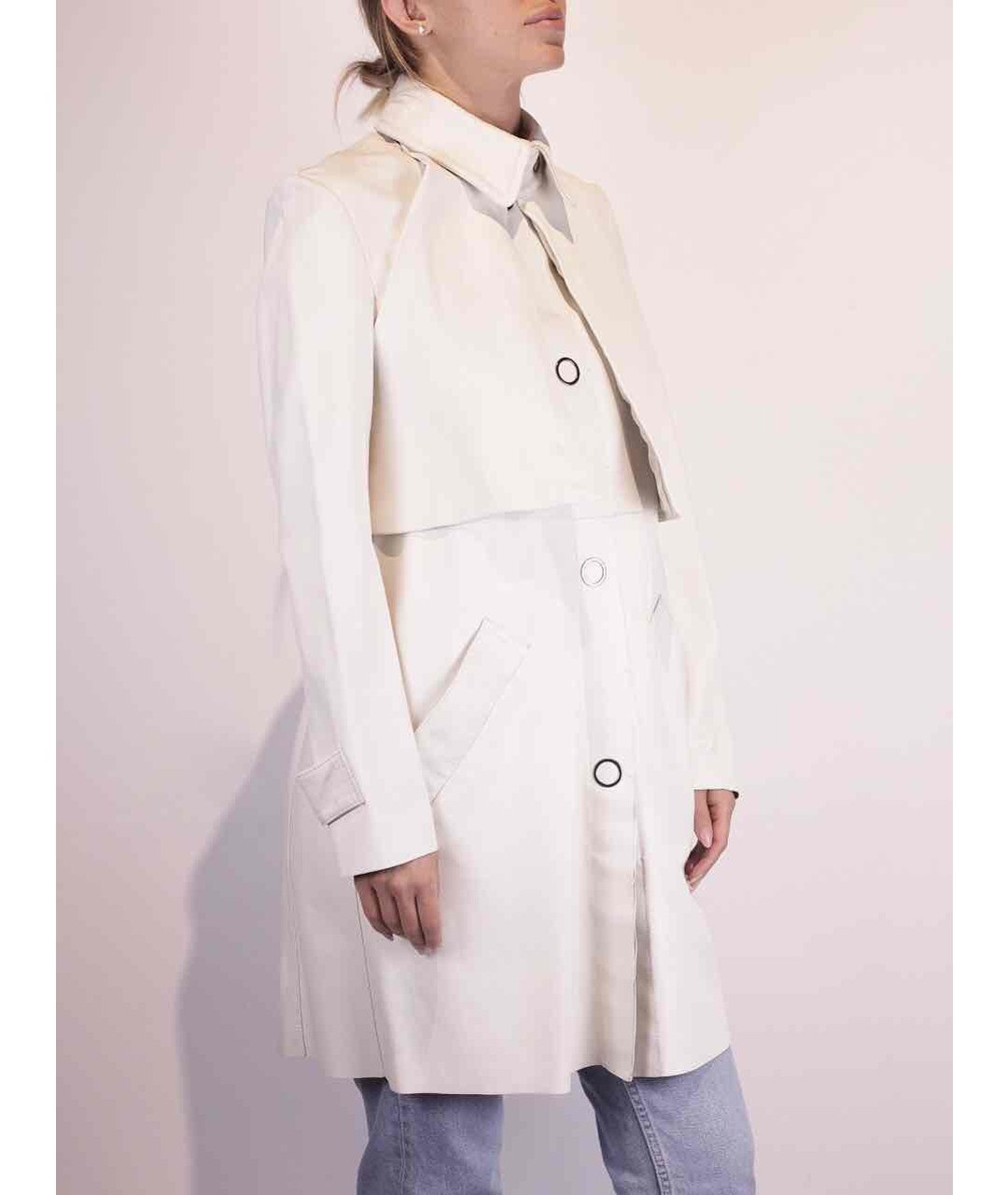 SPORTMAX Белое кожаное пальто, фото 4