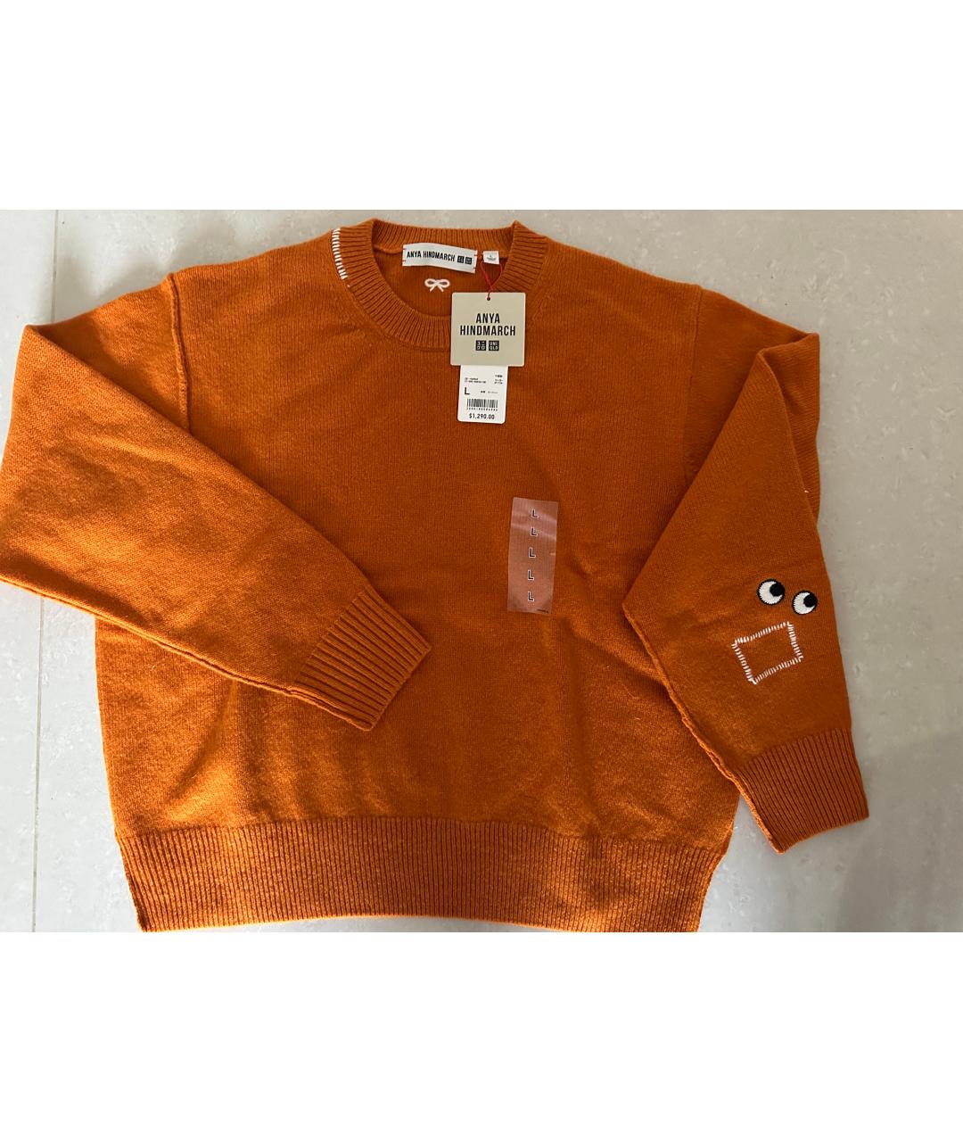 ANYA HINDMARCH Оранжевый шерстяной джемпер / свитер, фото 3