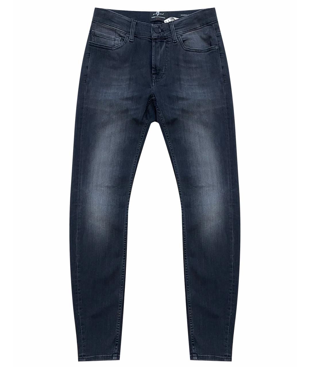 7 FOR ALL MANKIND Антрацитовые хлопко-эластановые джинсы скинни, фото 1