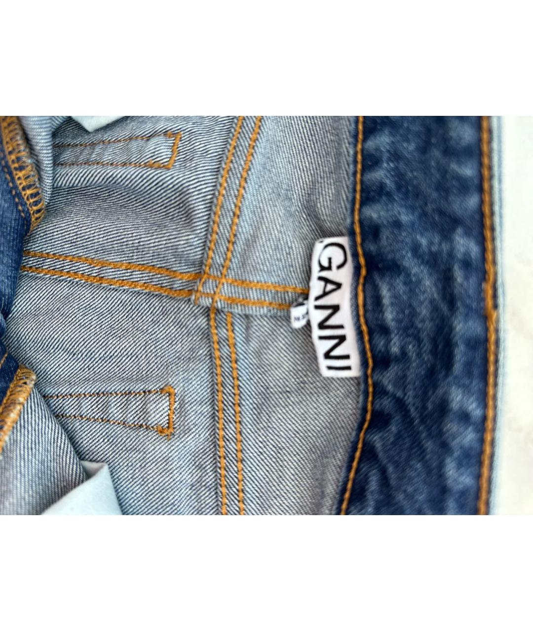 GANNI Синие хлопковые прямые джинсы, фото 3
