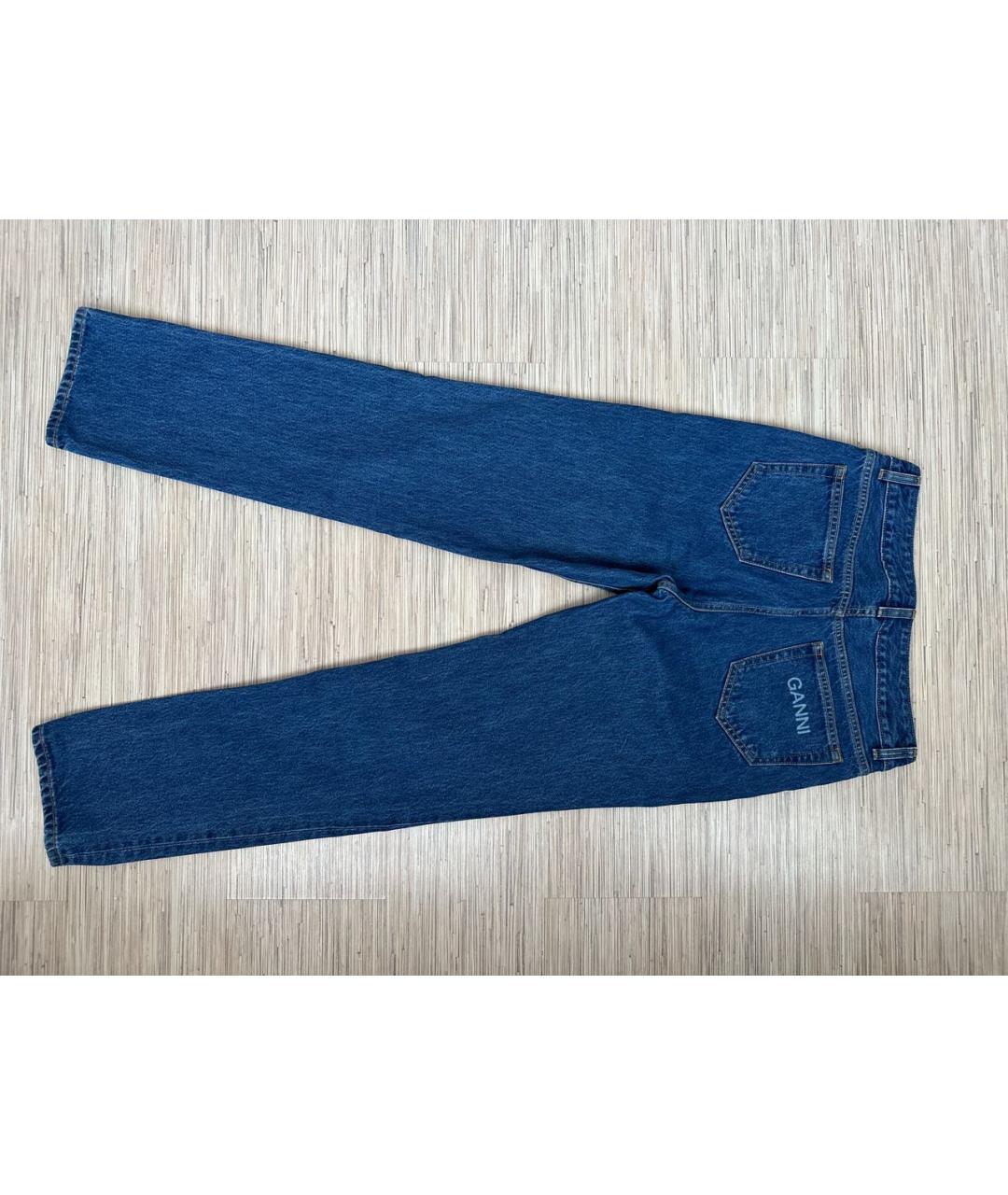 GANNI Синие хлопковые прямые джинсы, фото 2
