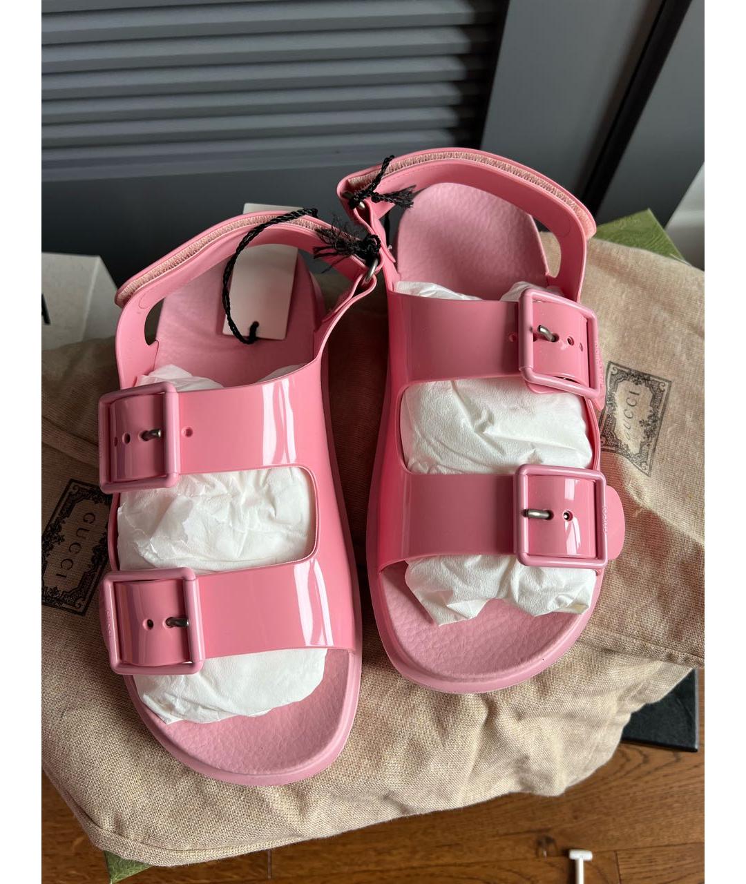 GUCCI Розовые резиновые сандалии, фото 2