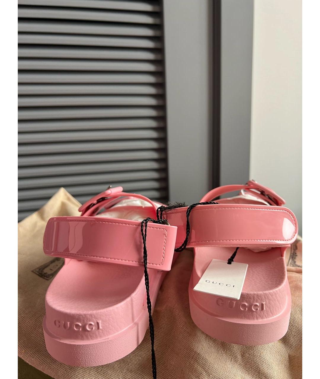 GUCCI Розовые резиновые сандалии, фото 4