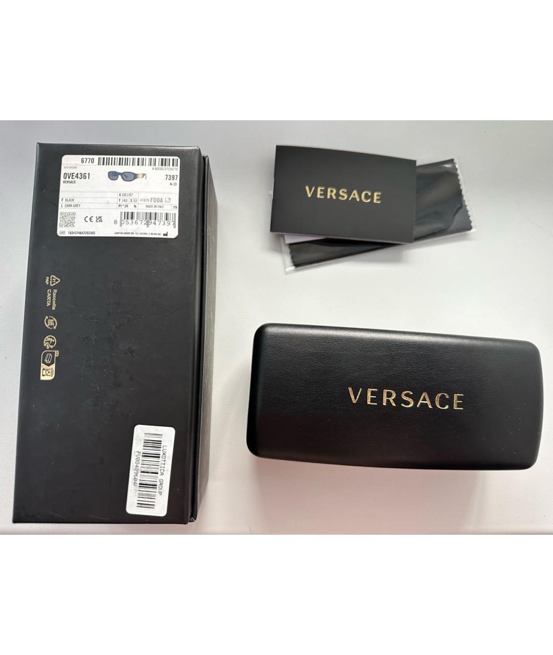 VERSACE Черные пластиковые солнцезащитные очки, фото 5
