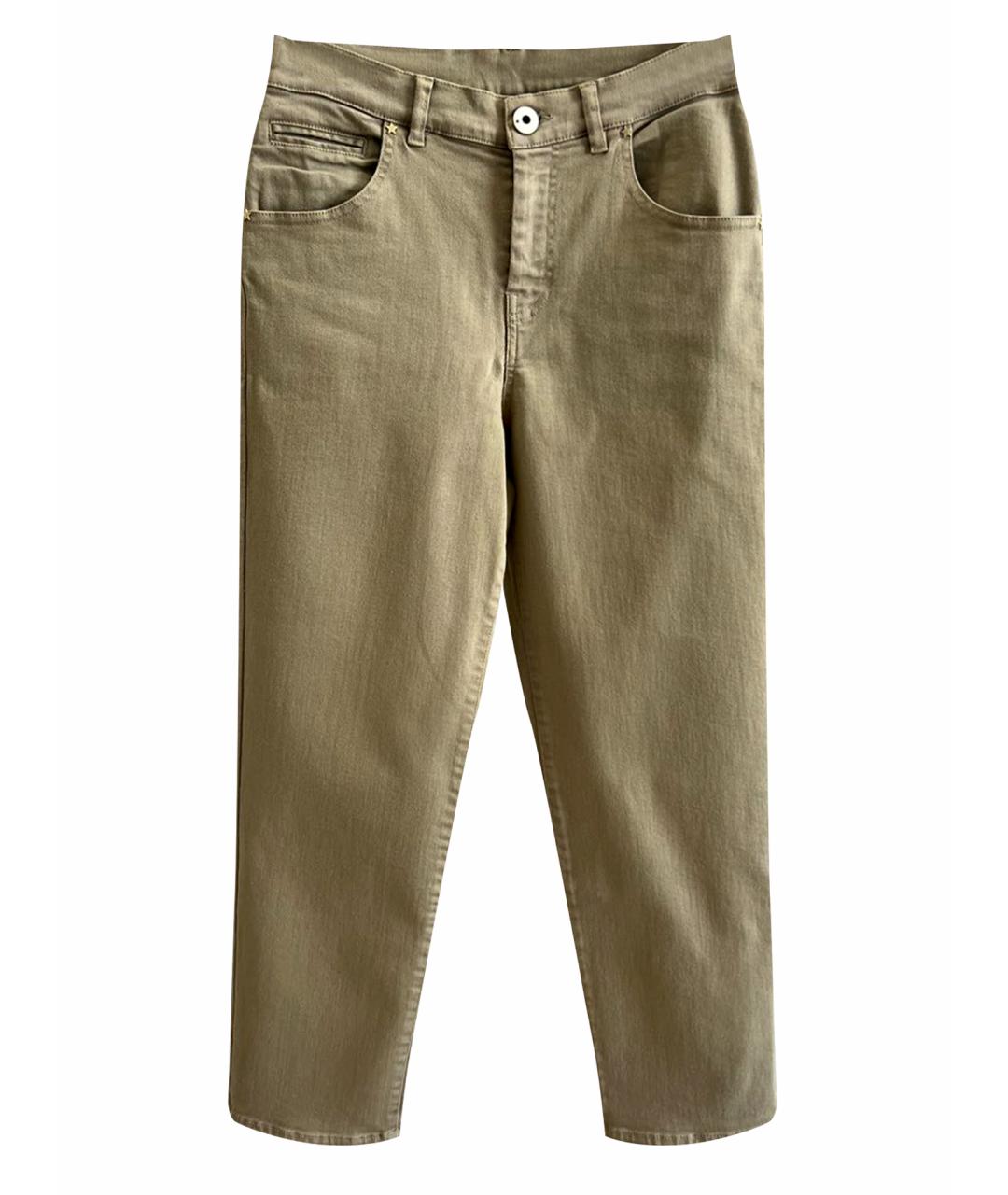 LORENA ANTONIAZZI Бежевые хлопко-эластановые прямые джинсы, фото 1