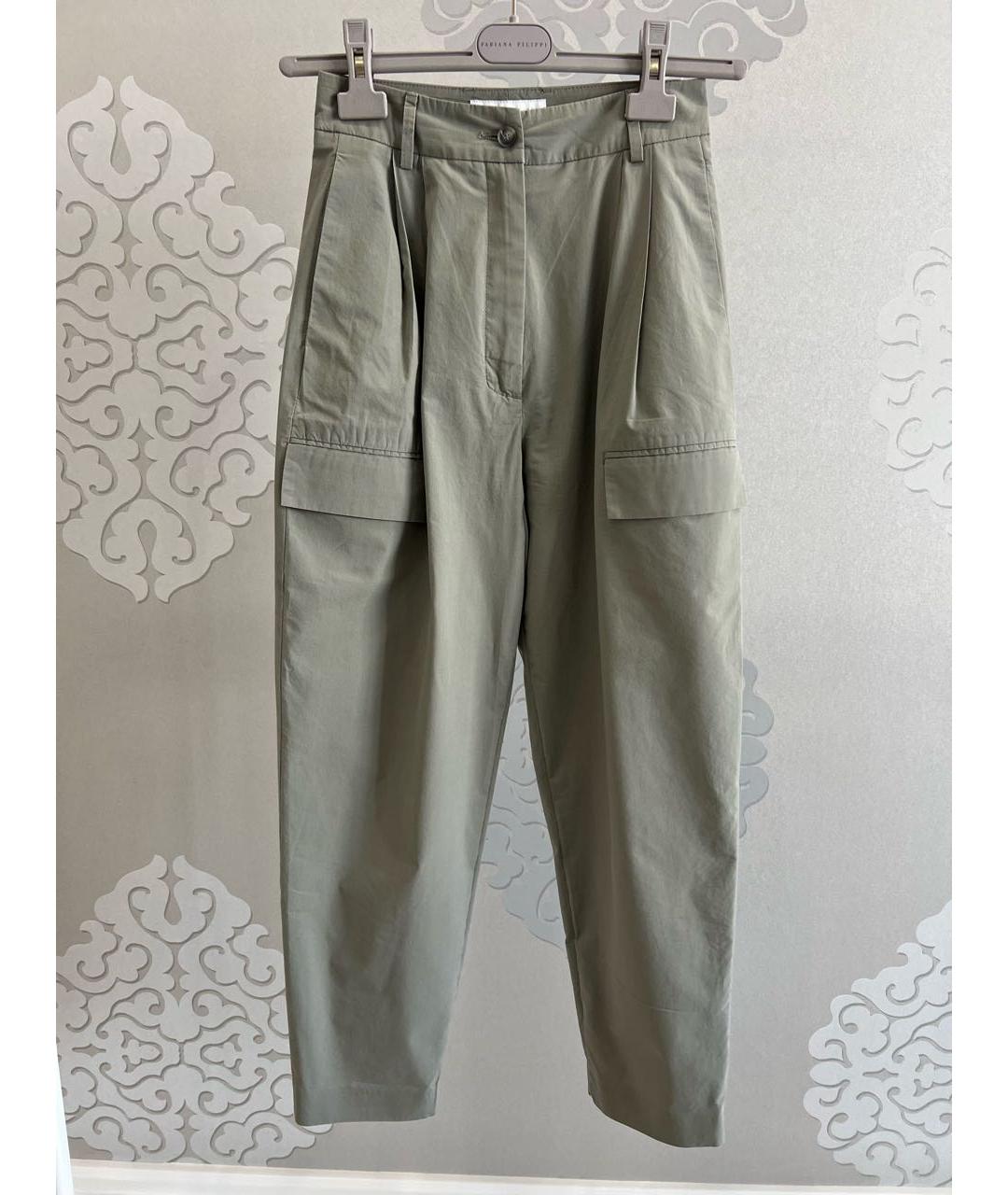 FABIANA FILIPPI Хаки хлопковые прямые брюки, фото 4