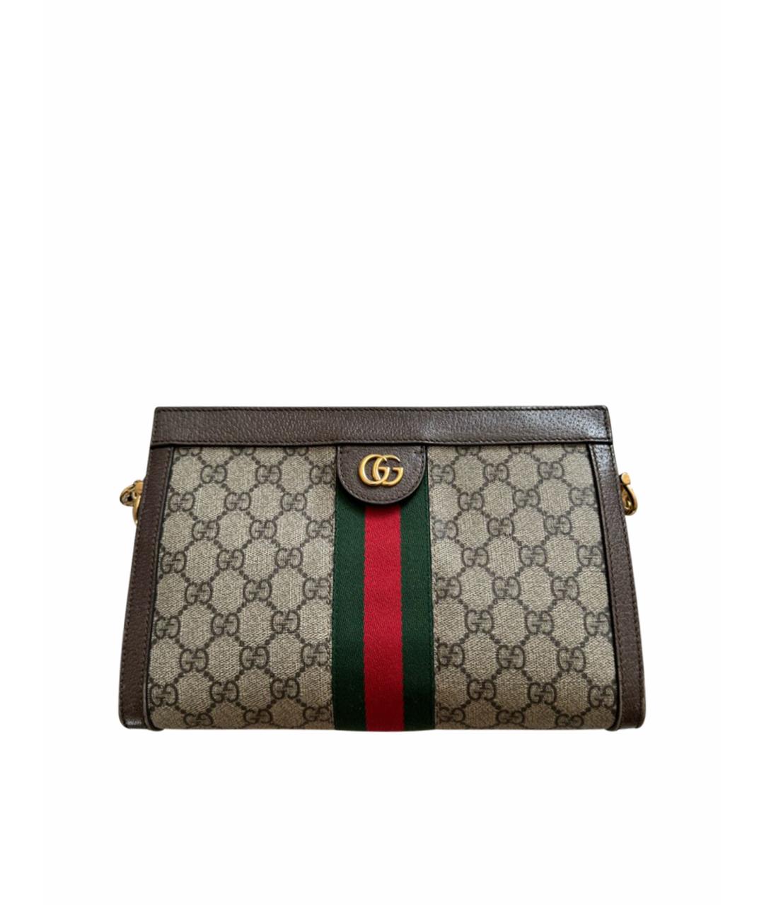 GUCCI Коричневая кожаная сумка через плечо, фото 1