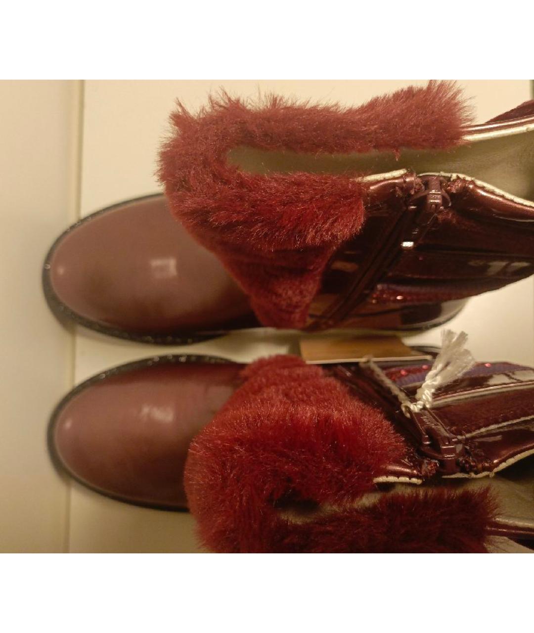 MISS BLUMARINE Бордовые ботинки из лакированной кожи, фото 3