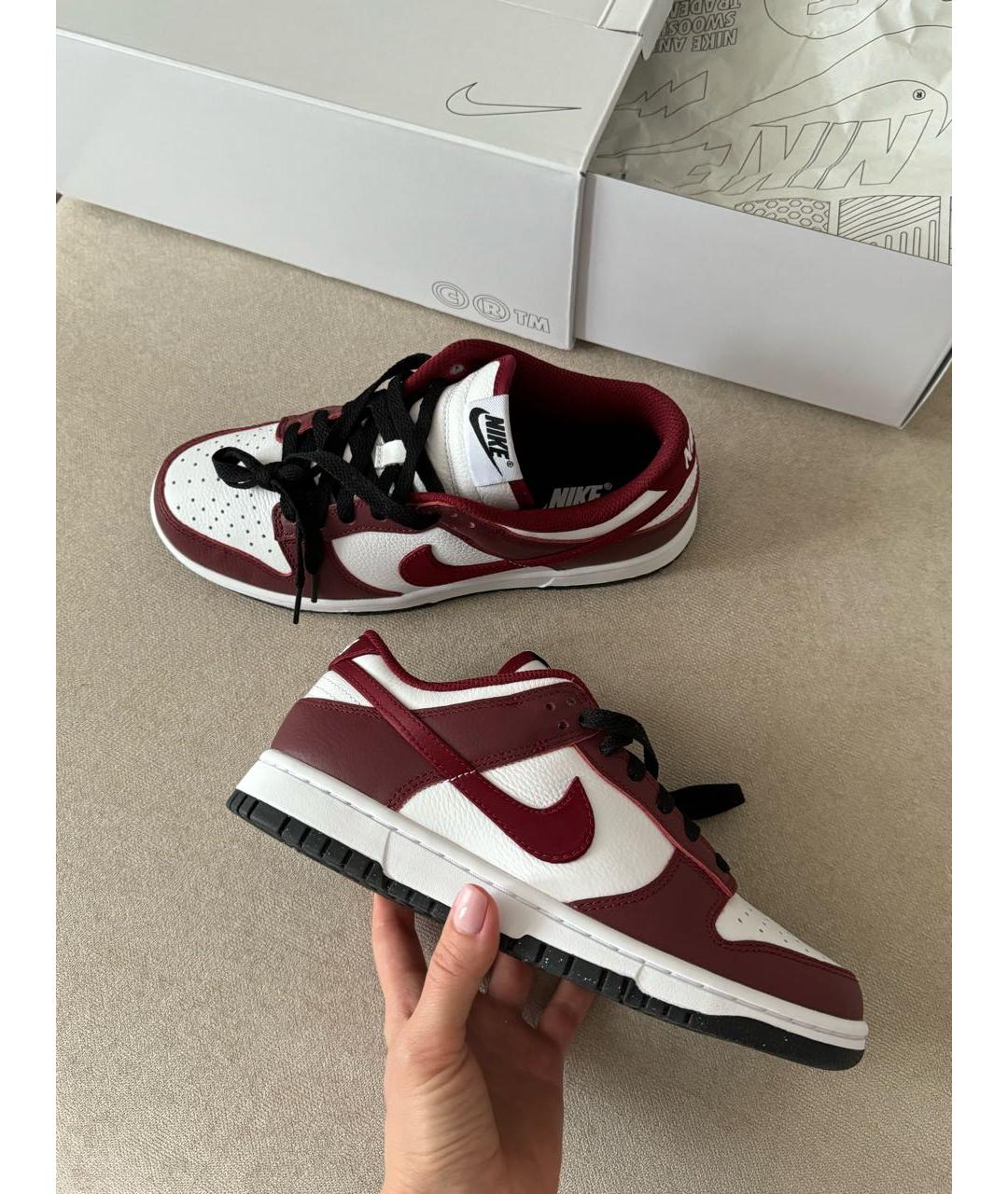 NIKE Бордовые кожаные кроссовки, фото 7