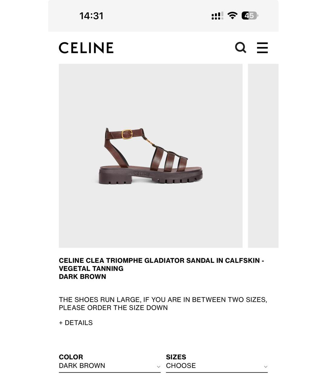 CELINE Коричневые кожаные сандалии, фото 9