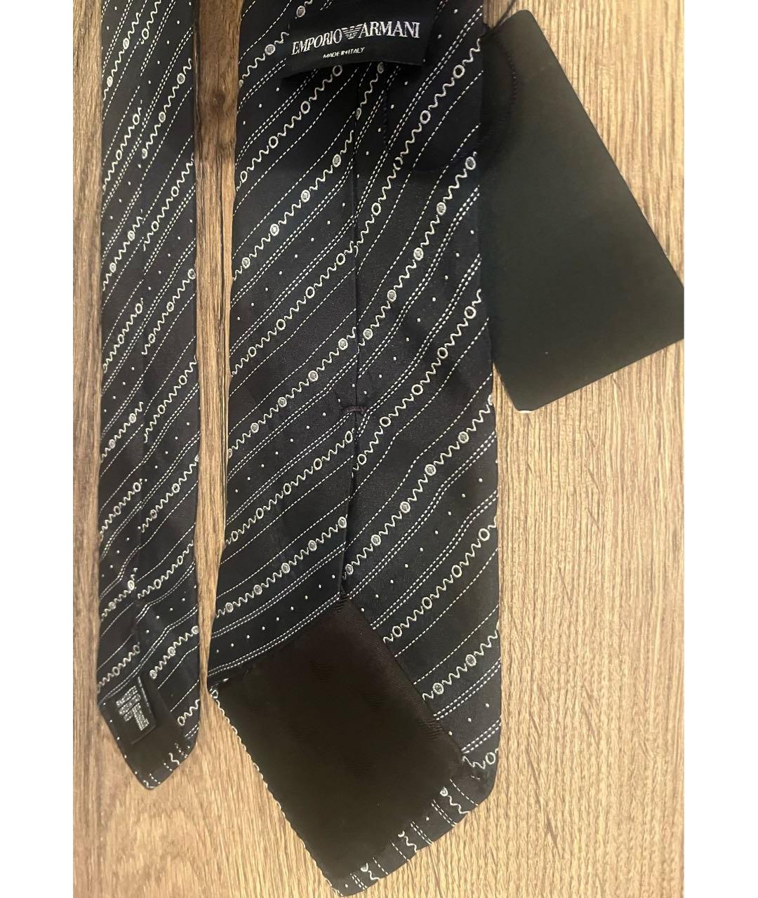 EMPORIO ARMANI Черный шелковый галстук, фото 3