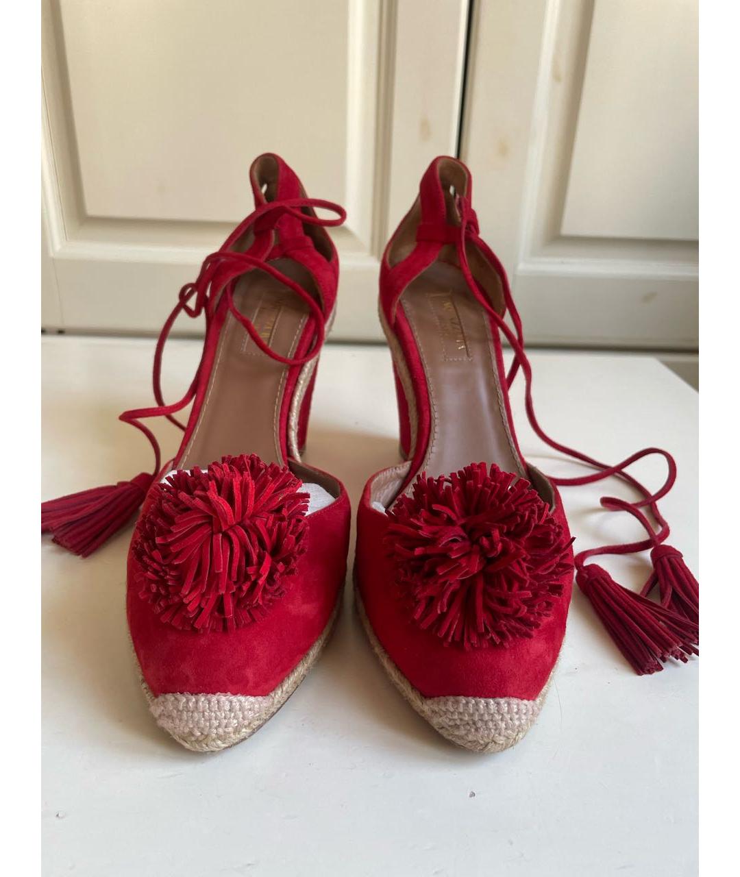 AQUAZZURA Красные замшевые туфли, фото 3