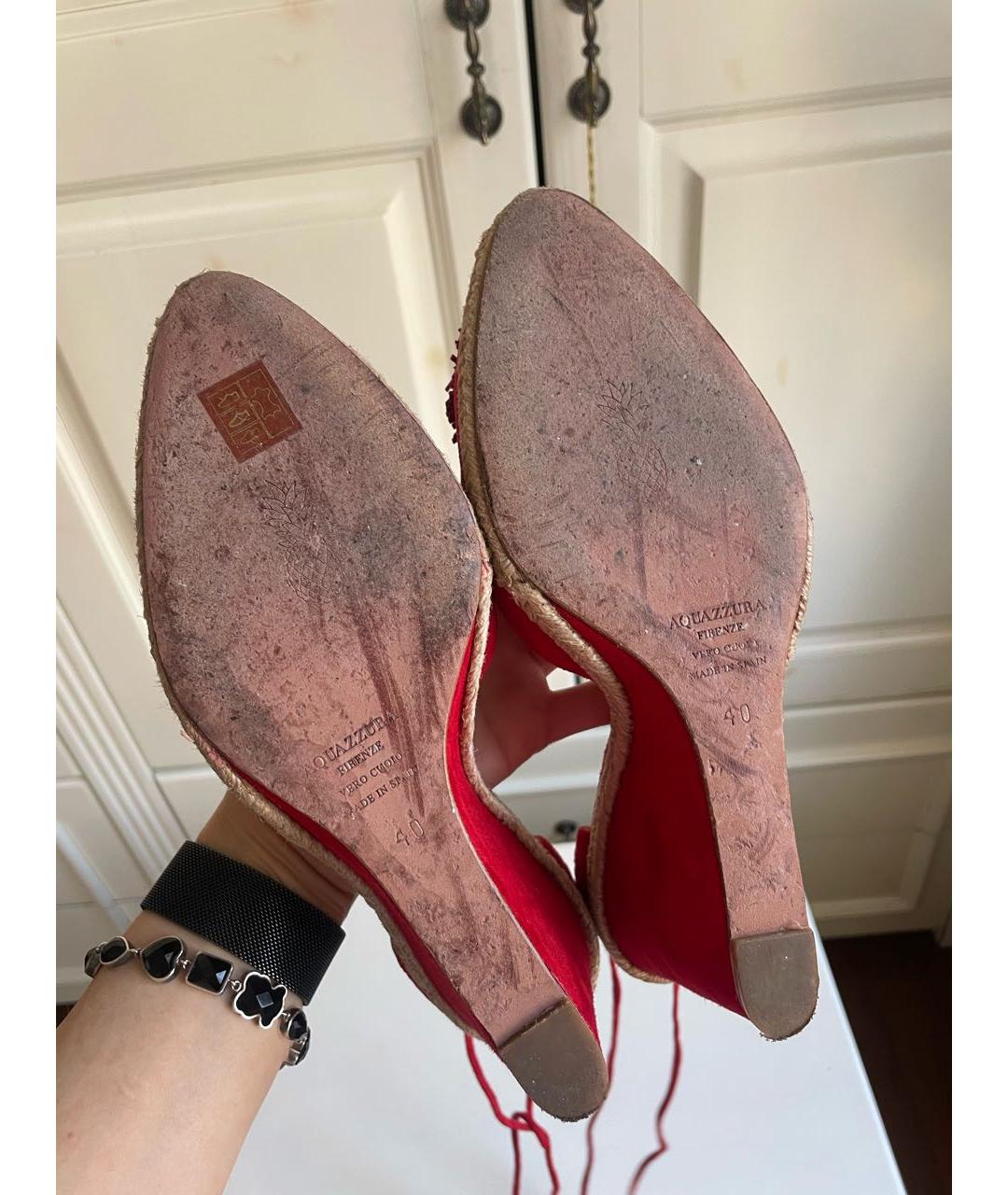 AQUAZZURA Красные замшевые туфли, фото 5
