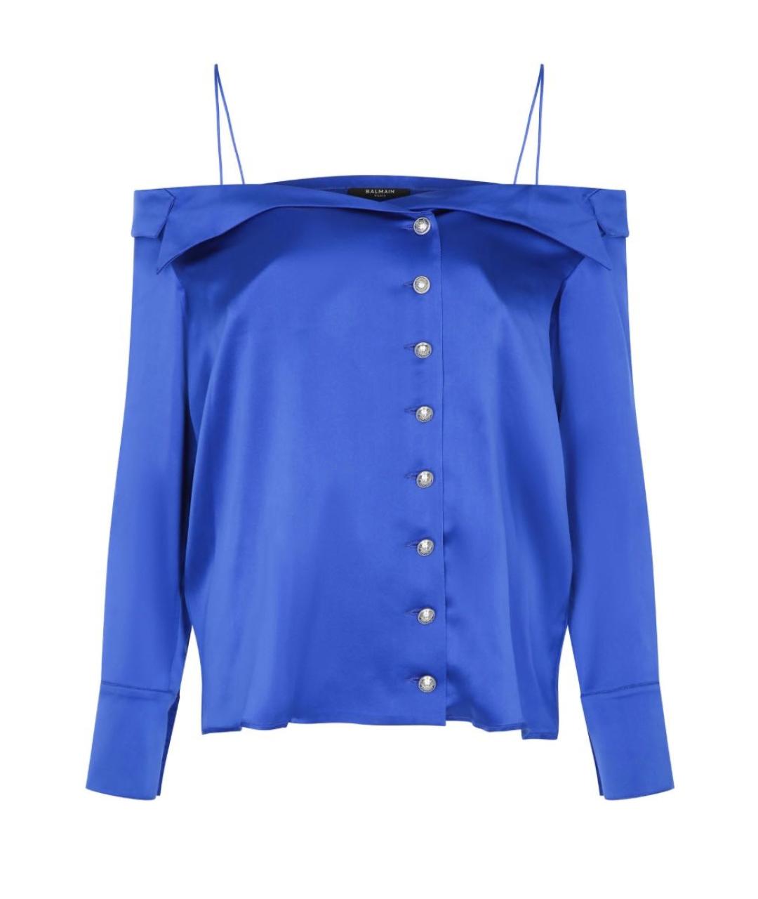 BALMAIN Синяя шелковая блузы, фото 1