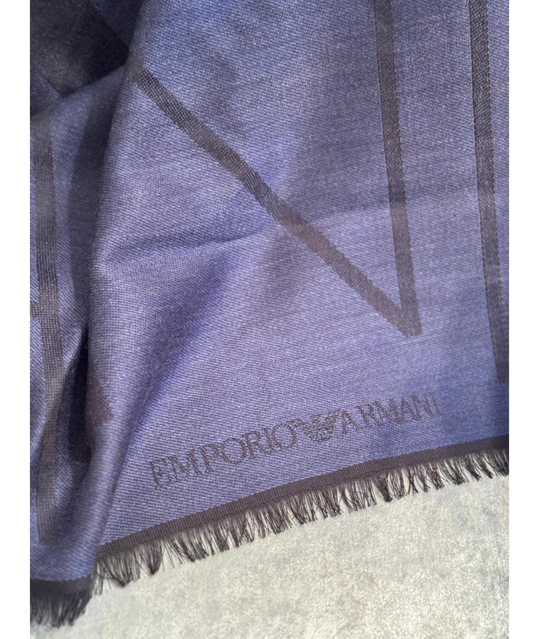 EMPORIO ARMANI Синий шерстяной шарф, фото 2