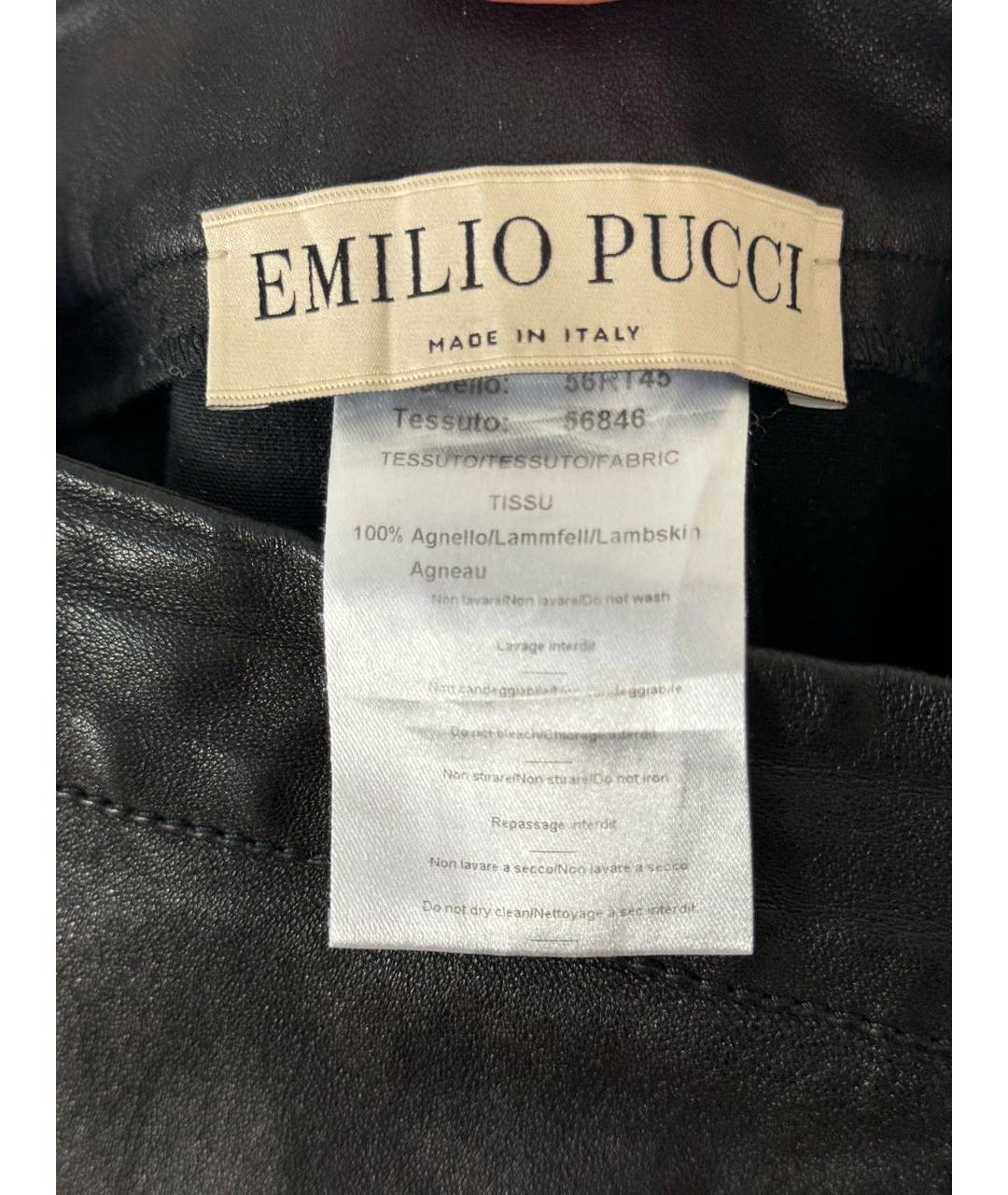 EMILIO PUCCI Черные кожаные брюки узкие, фото 3