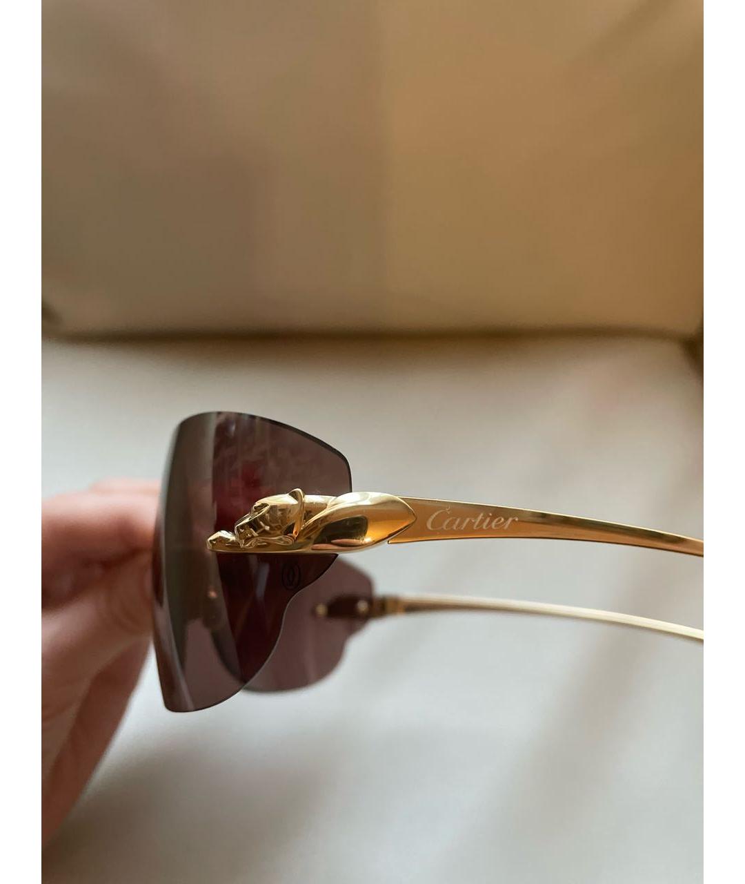 CARTIER Коричневые металлические солнцезащитные очки, фото 4