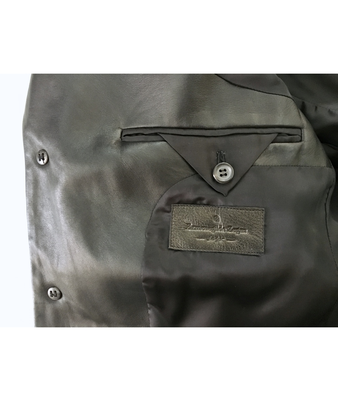 ERMENEGILDO ZEGNA Черный кожаный пиджак, фото 4