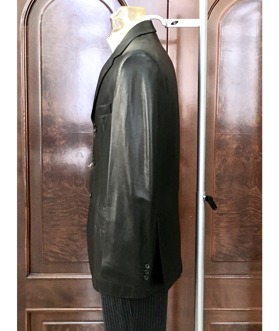 ERMENEGILDO ZEGNA Черный кожаный пиджак, фото 6