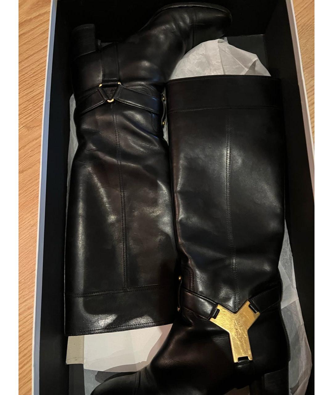 SAINT LAURENT Черные кожаные сапоги, фото 7