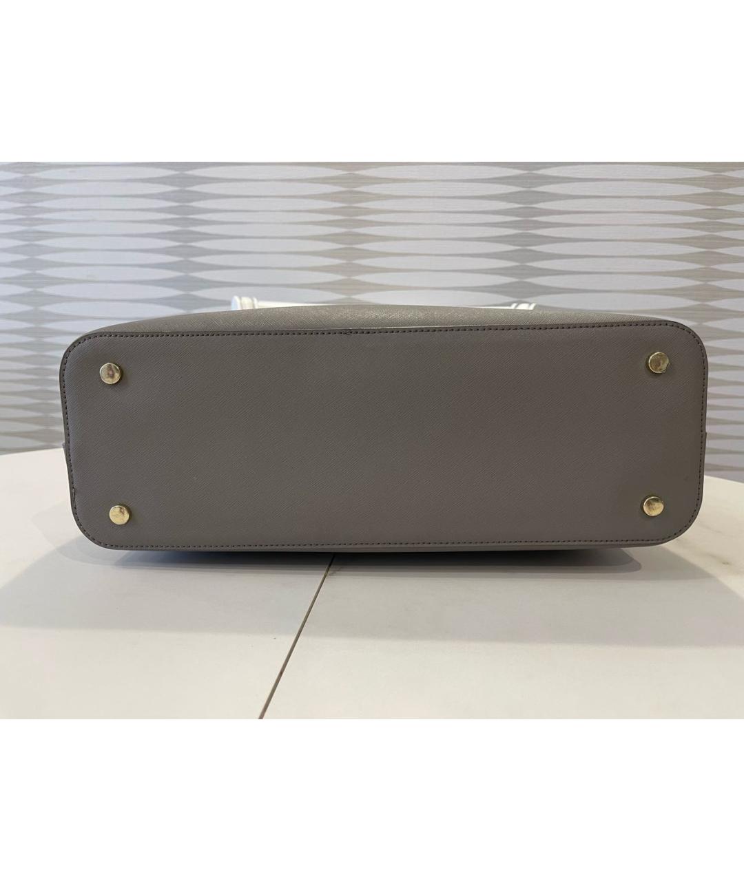 TWIN-SET Серая кожаная сумка с короткими ручками, фото 5