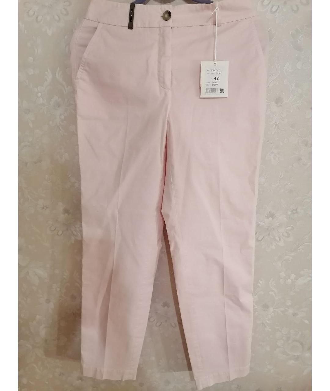PESERICO Розовые хлопковые прямые брюки, фото 8