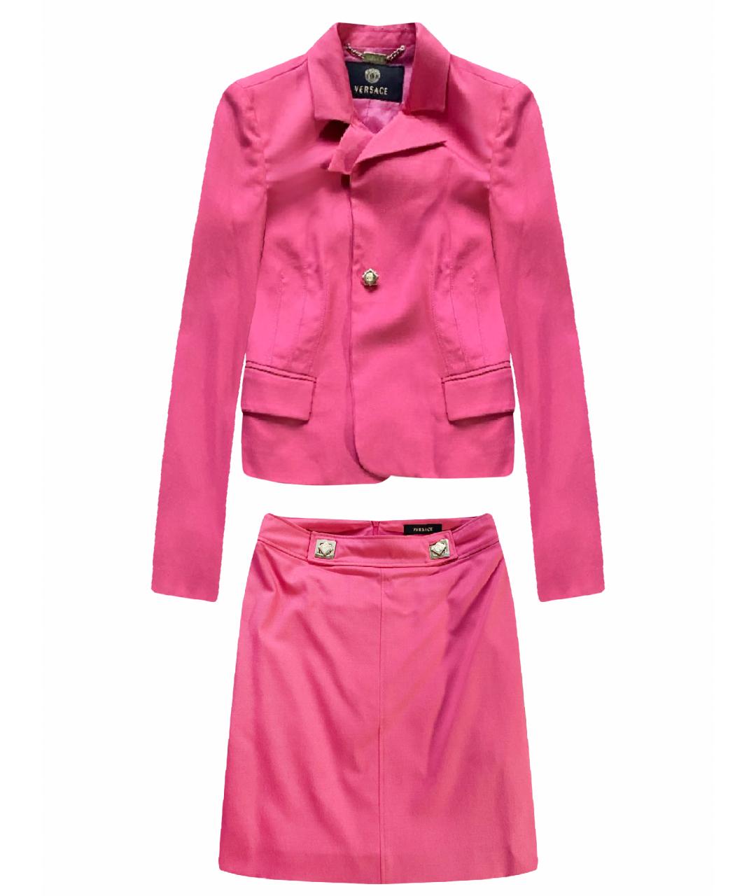 VERSACE Розовый кашемировый костюм с юбками, фото 1