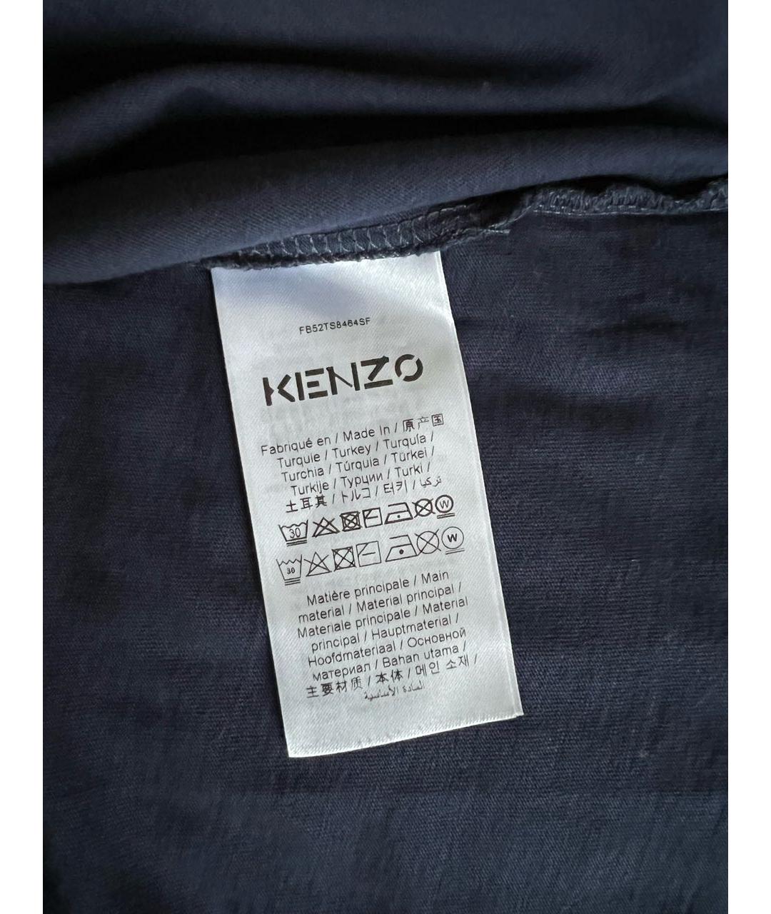 KENZO Темно-синяя хлопковая футболка, фото 4