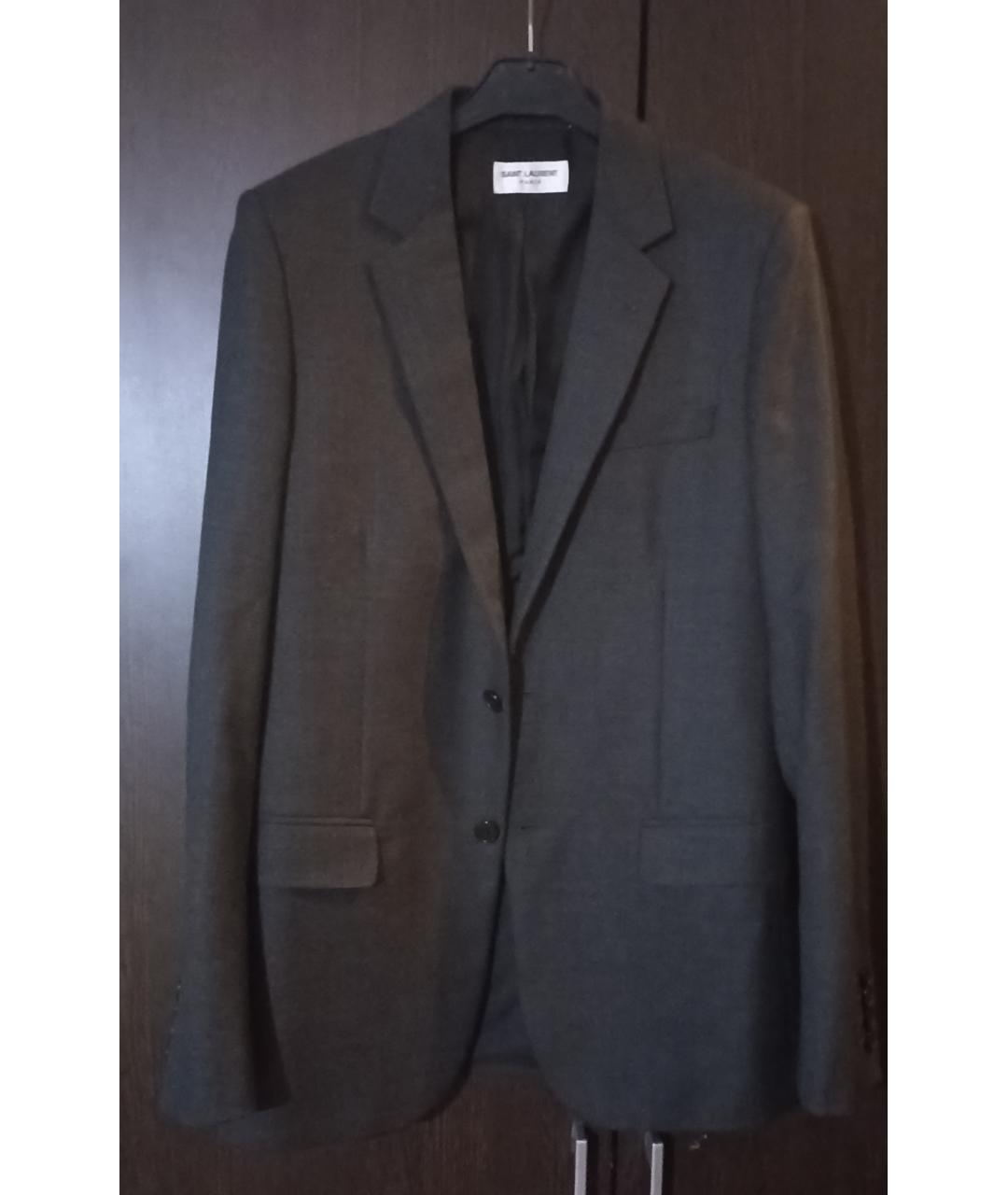 SAINT LAURENT Серый шелковый пиджак, фото 5