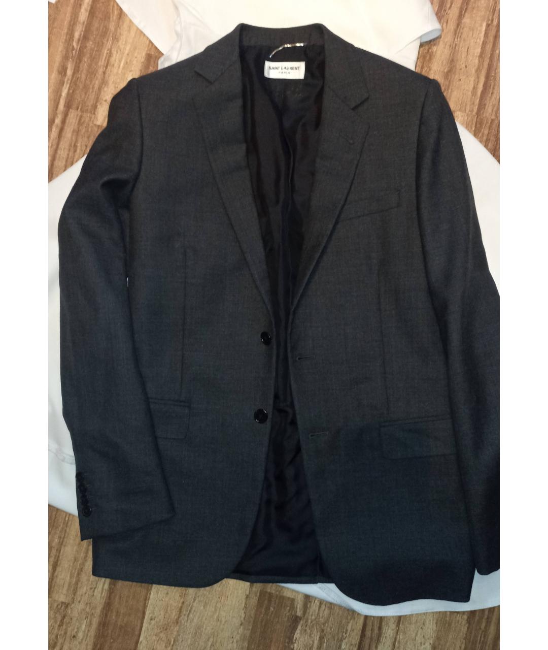 SAINT LAURENT Серый шелковый пиджак, фото 2