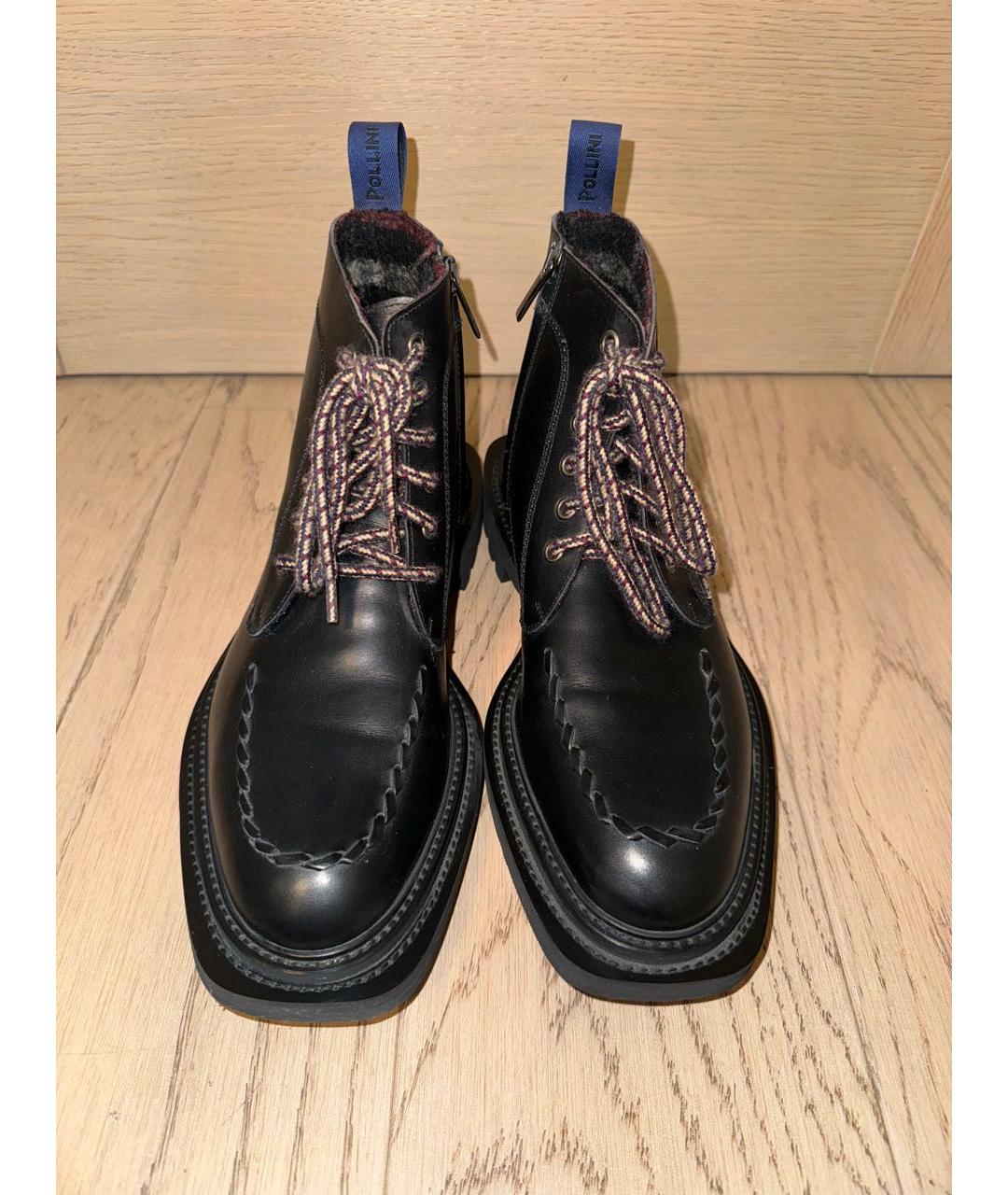 POLLINI Черные кожаные высокие ботинки, фото 2