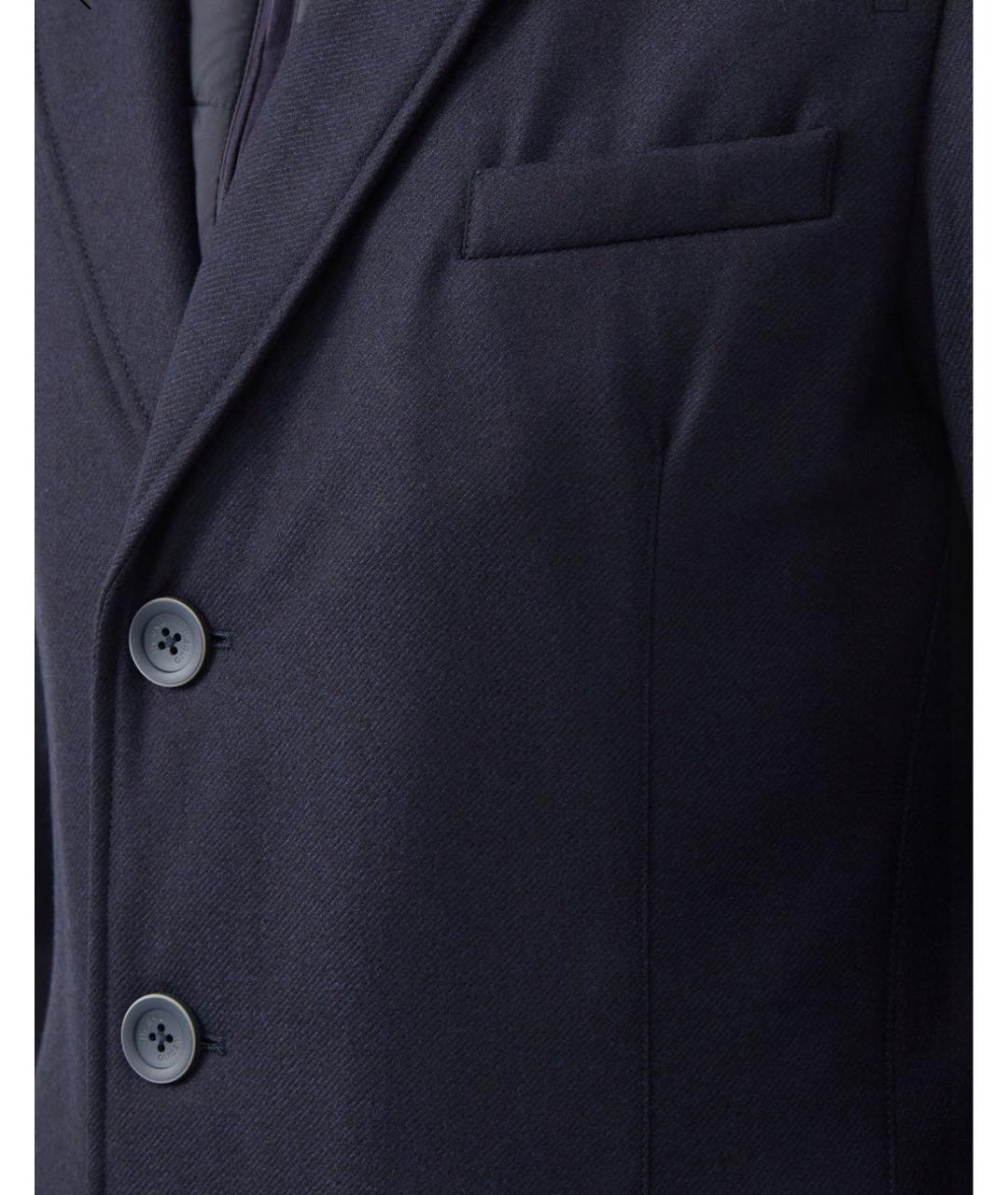 HERNO Темно-синее шерстяное пальто, фото 4