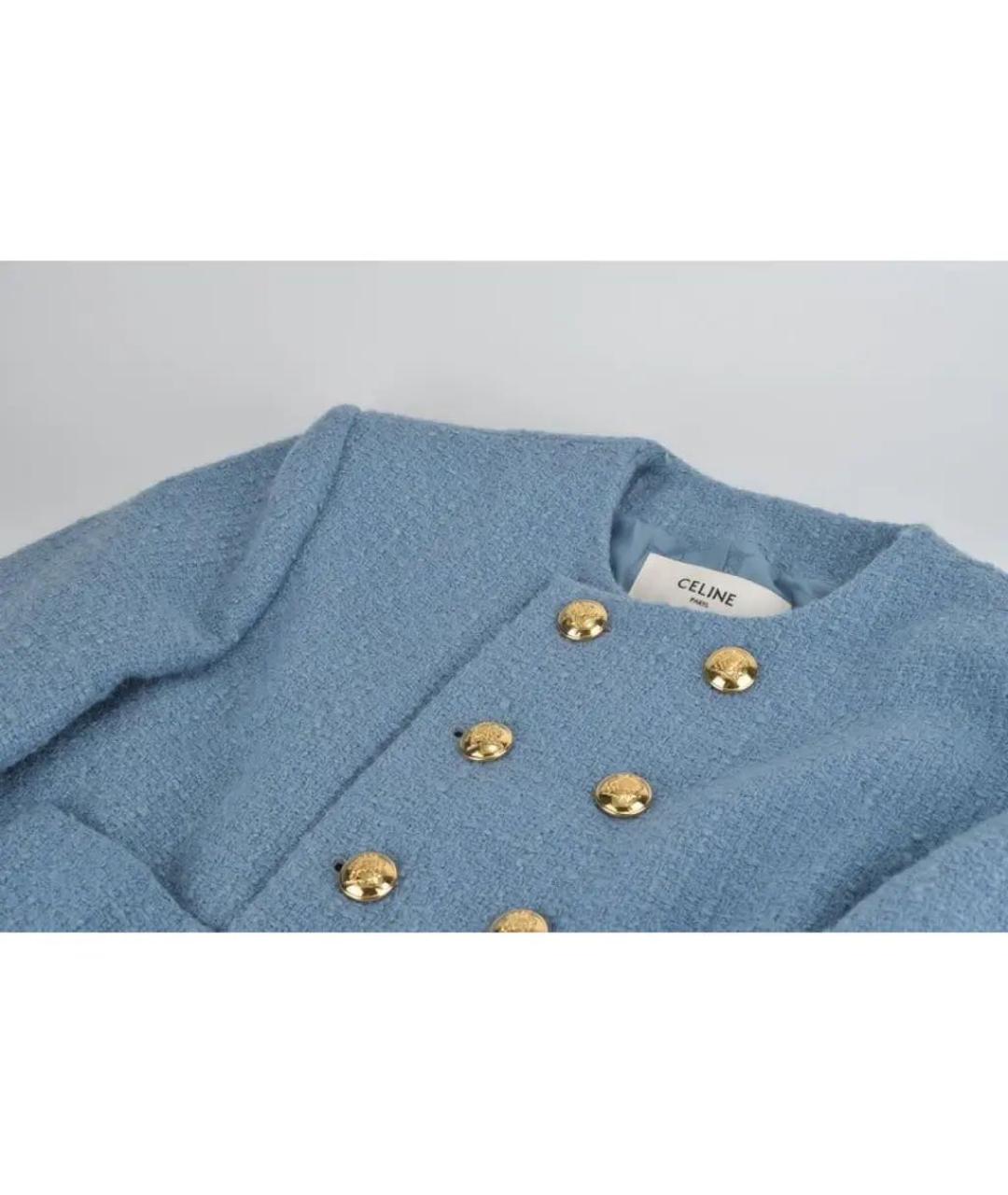 CELINE PRE-OWNED Голубой твидовый жакет/пиджак, фото 3