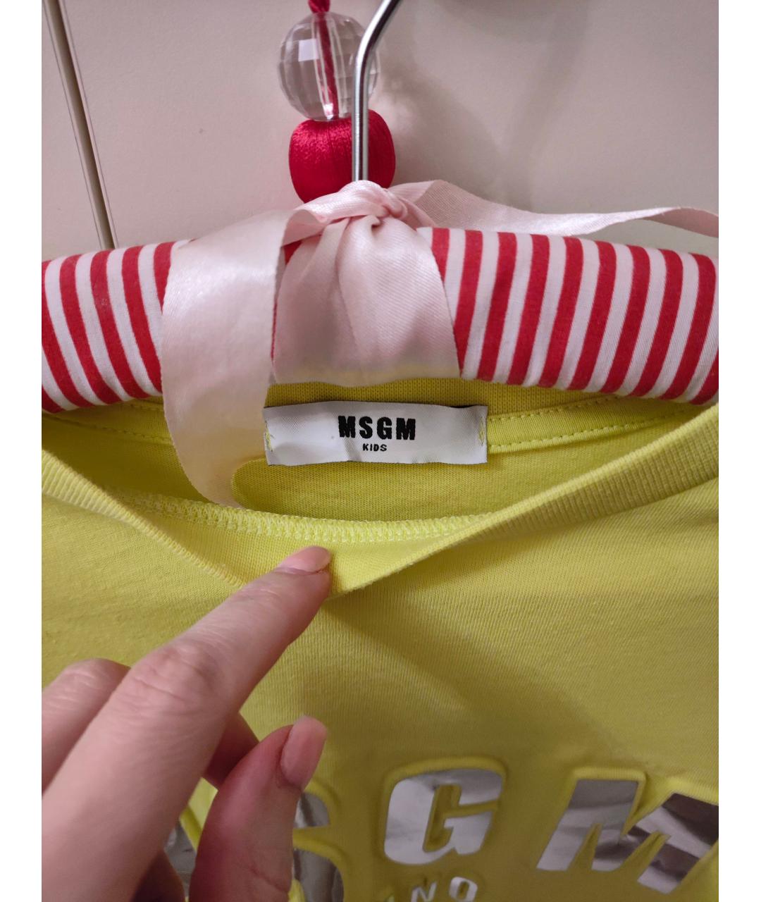 MSGM Желтый хлопковый детская футболка / топ, фото 5