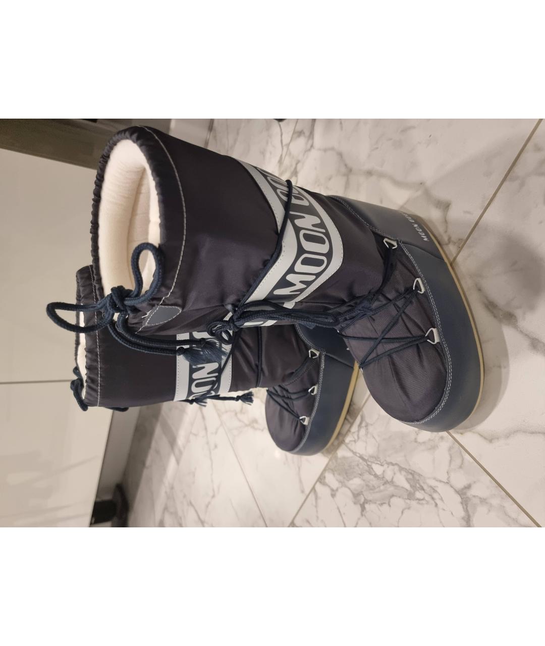 MOON BOOT Темно-синие синтетические высокие ботинки, фото 3