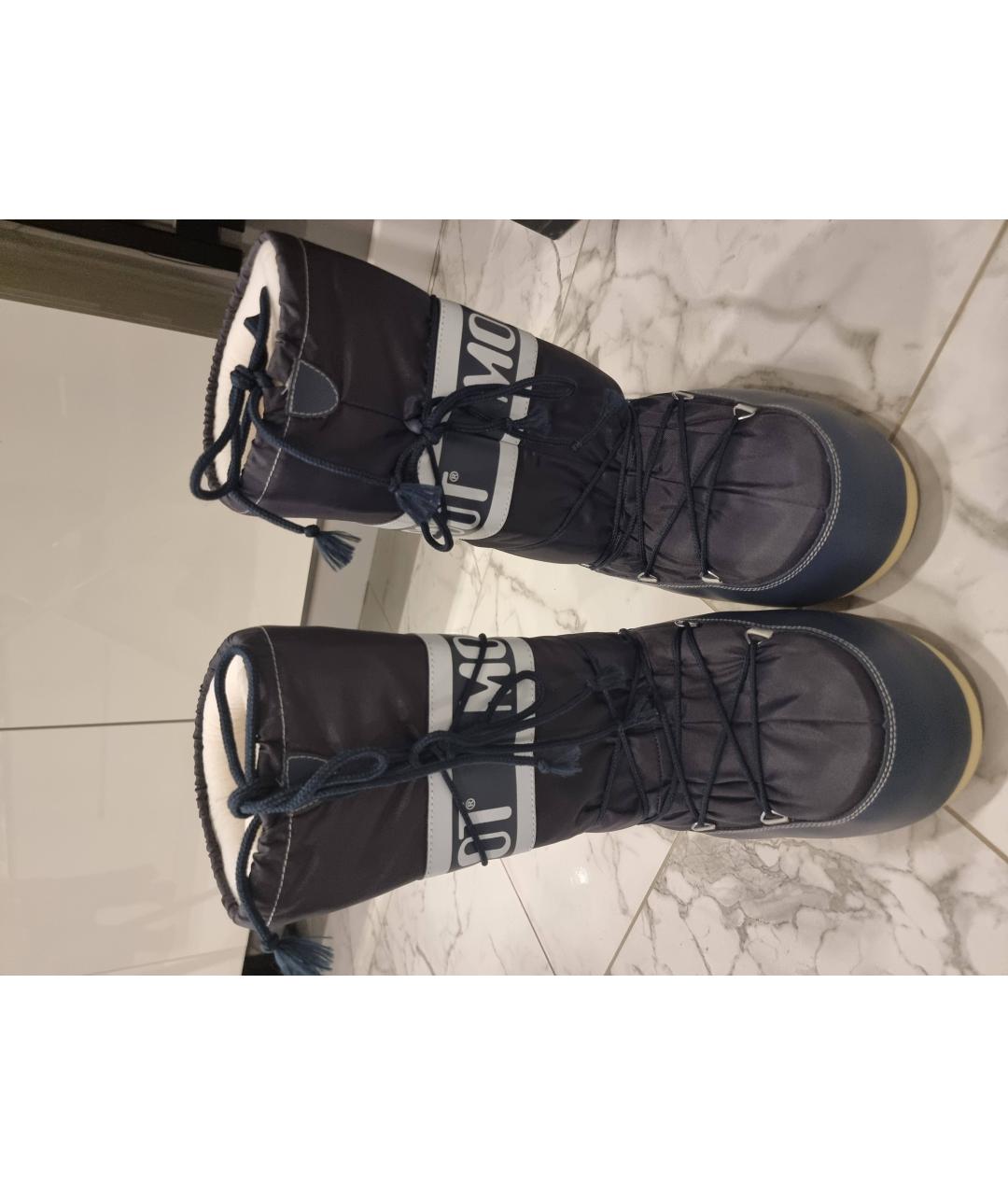 MOON BOOT Темно-синие синтетические высокие ботинки, фото 2