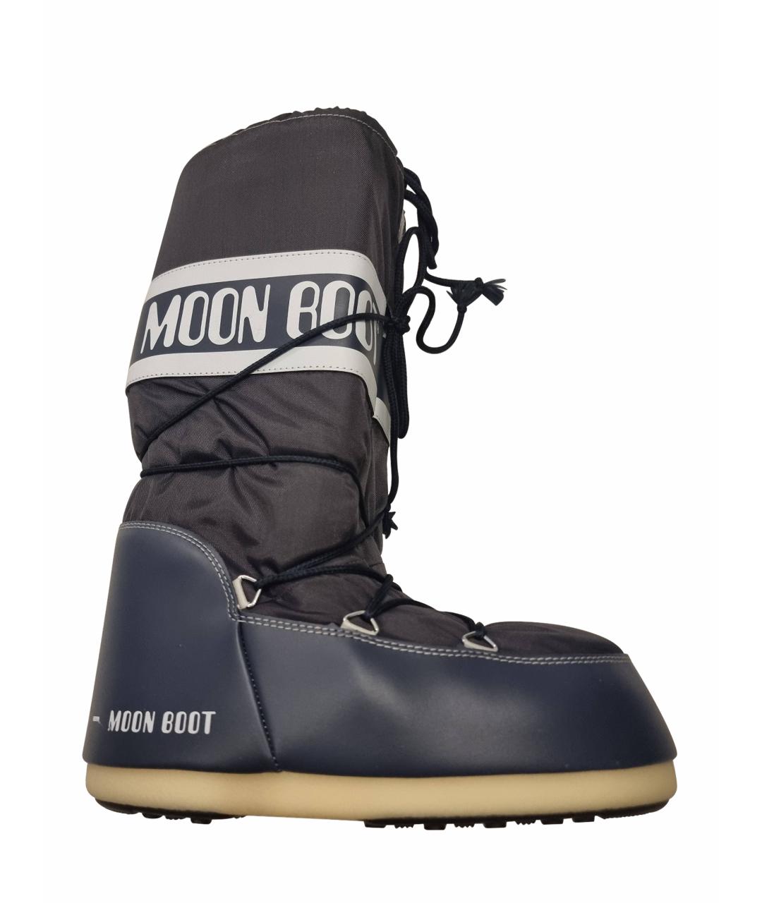 MOON BOOT Темно-синие синтетические высокие ботинки, фото 1