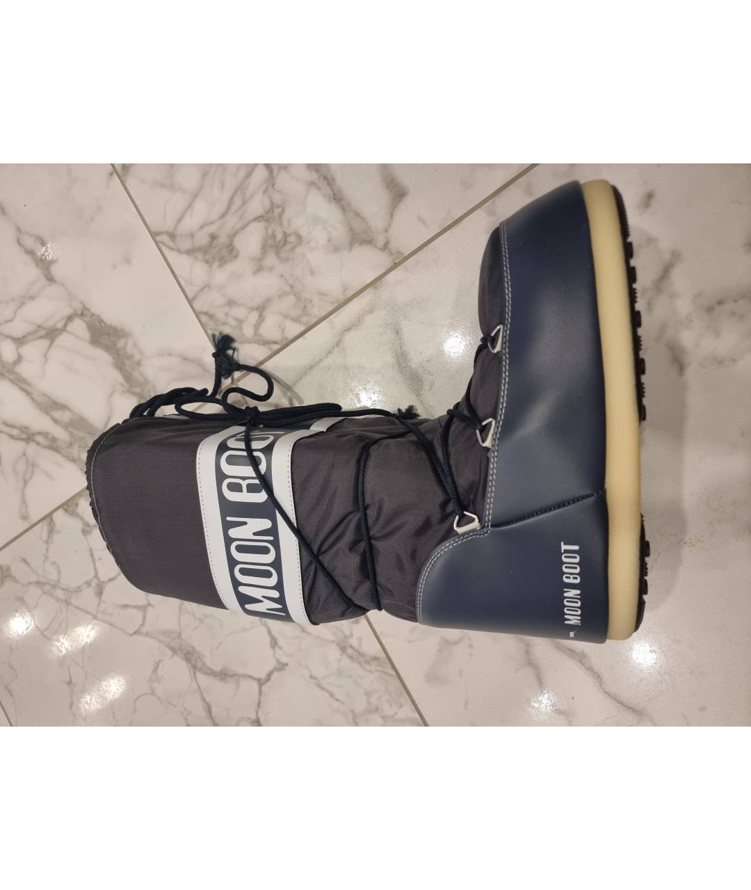 MOON BOOT Темно-синие синтетические высокие ботинки, фото 6