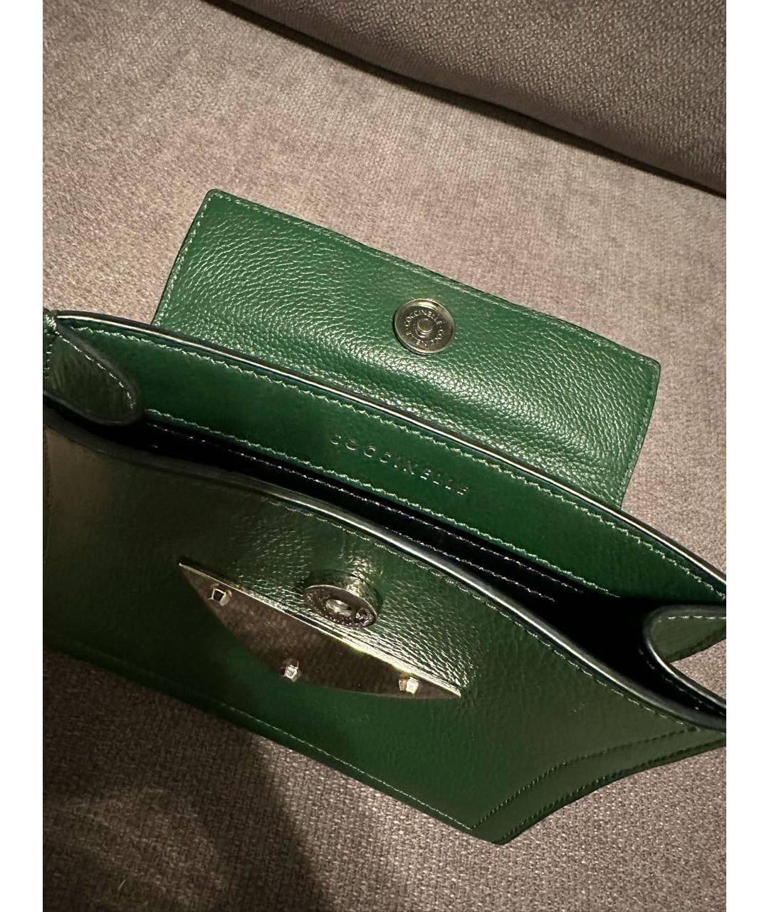 COCCINELLE Зеленая кожаная сумка с короткими ручками, фото 4