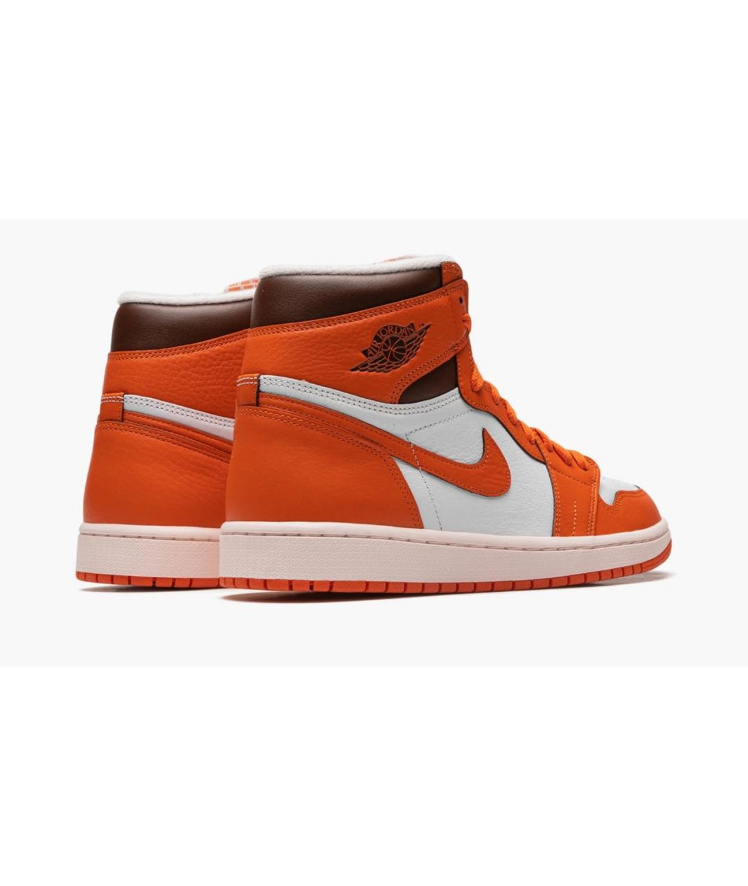 JORDAN Оранжевое кожаные высокие кроссовки / кеды, фото 4