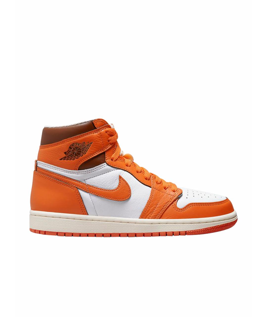 JORDAN Оранжевое кожаные высокие кроссовки / кеды, фото 1